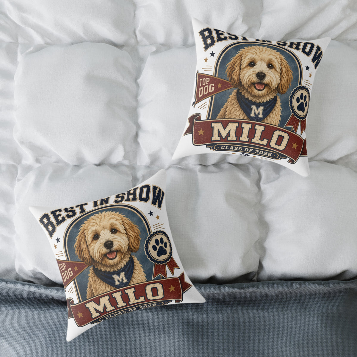 Best in Show Personalized Dog Pillow  Milo Bailey Dog Dad Mom — Milo Name Pet Throw Pillow