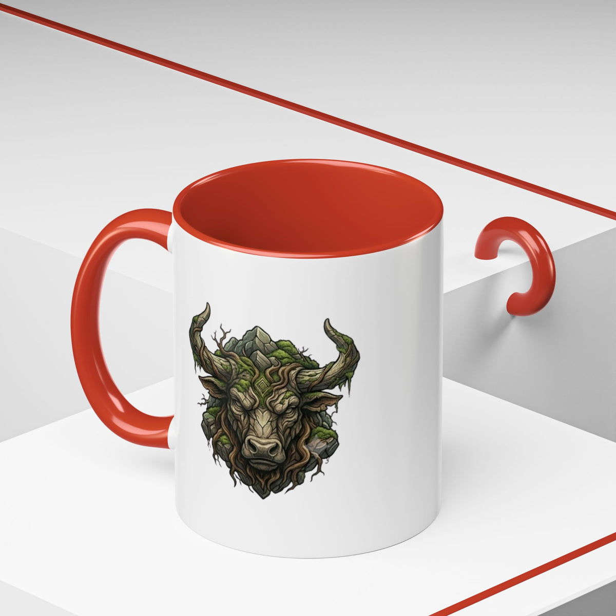 Taurus Bull Nature Coffee Mug — Rustic Green Bull Head Accent Mug