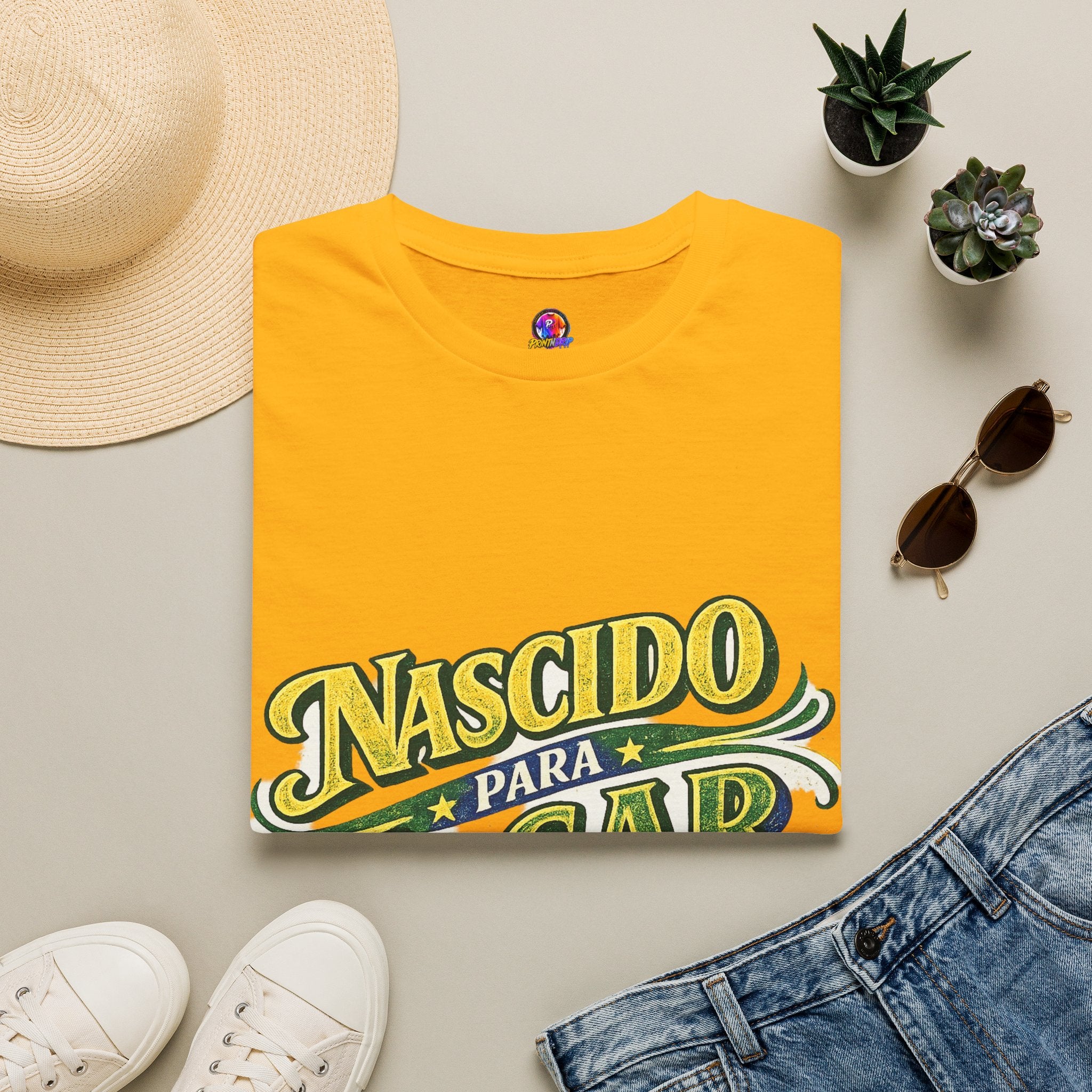 Brazil T‑Shirt — Nascido Para Jogar Vintage Brazilian Soccer Graphic Tee