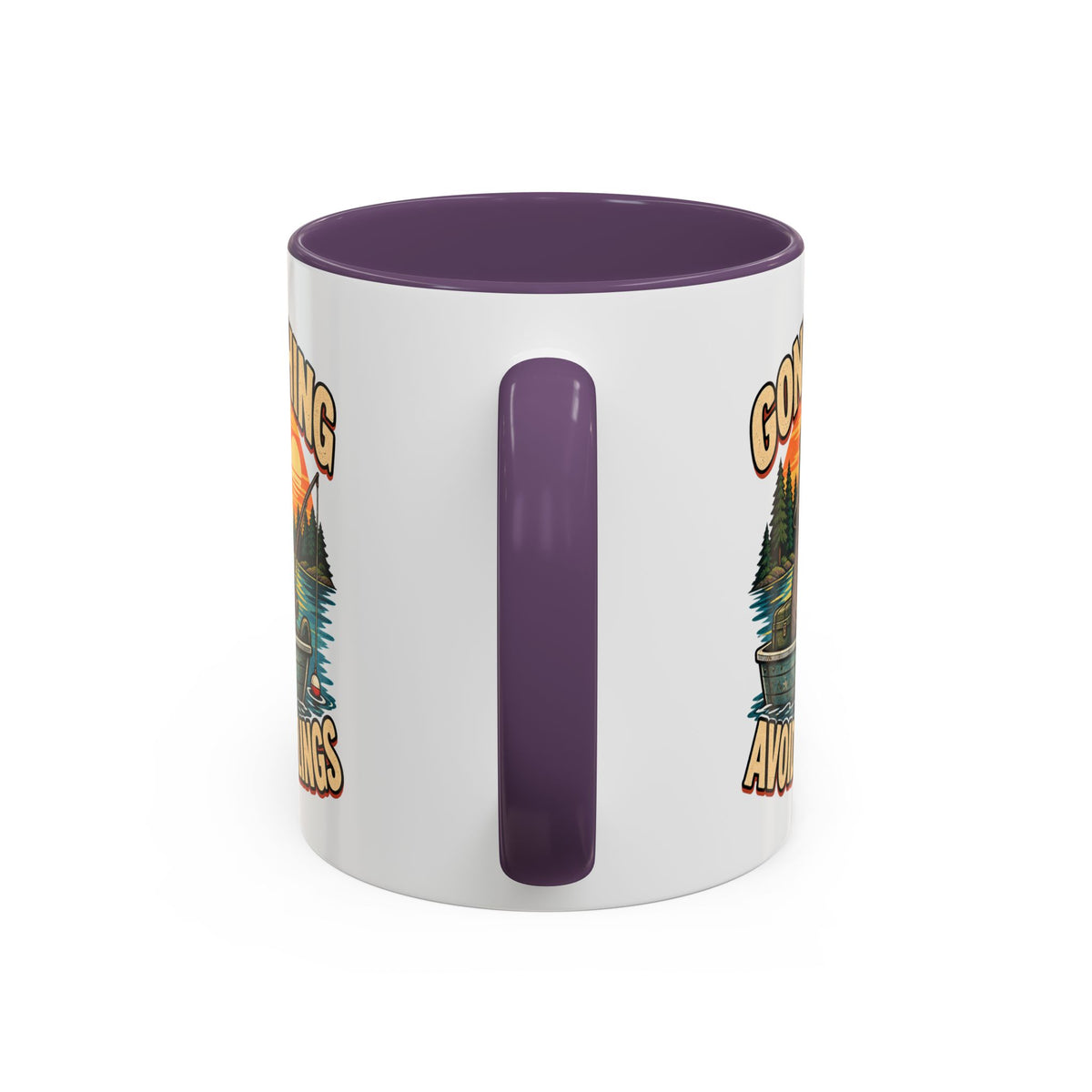 Funny And Witty "Gone Fishing Avoiding Feelings" Accent Coffee Mug (11, 15oz)