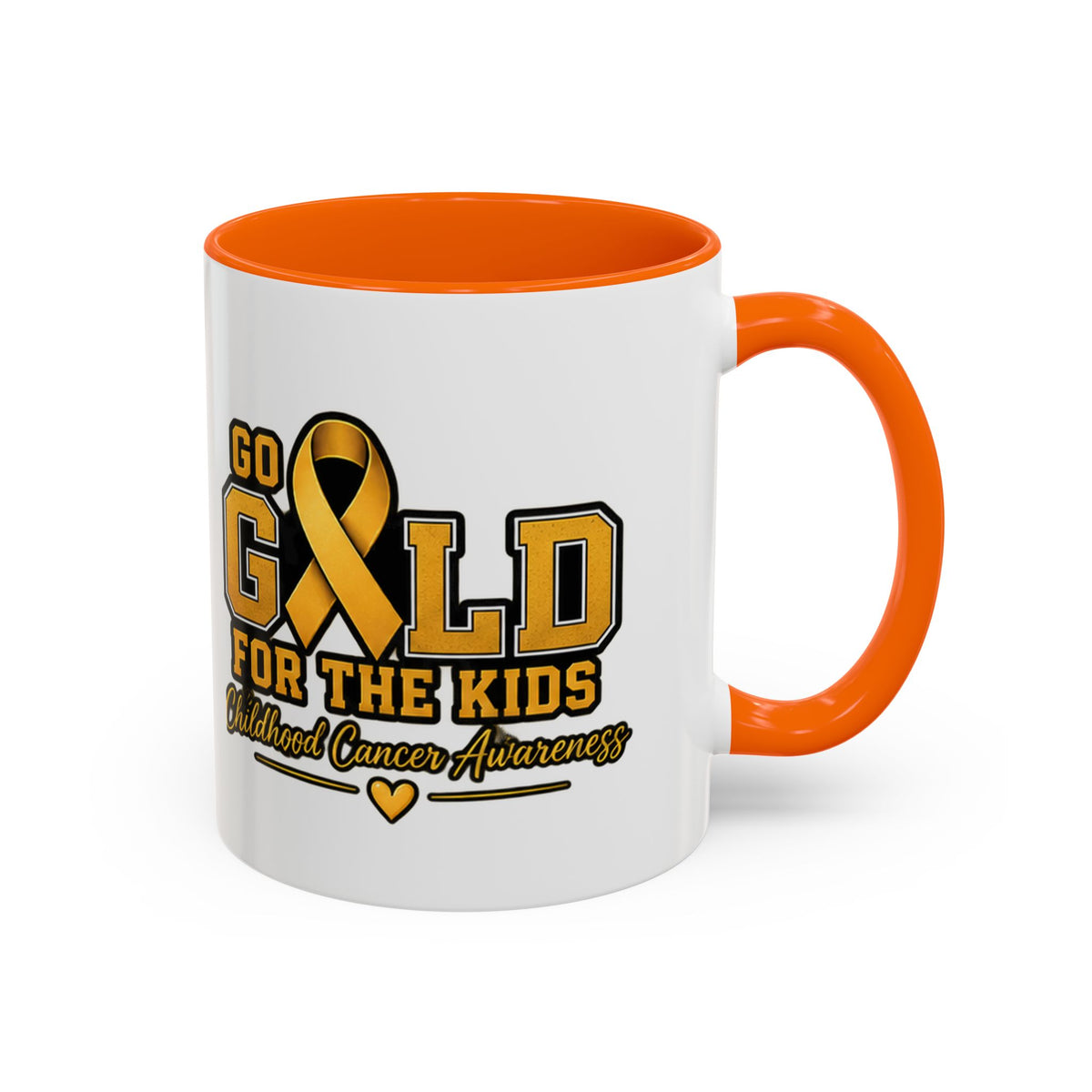 Gold For The Kids Coffee Mug — Childhood Cancer Awareness Accent Mug (11/15oz)