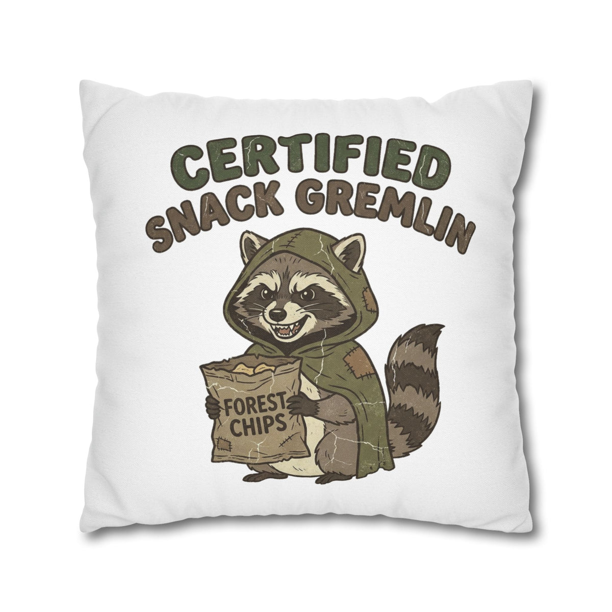 Funny Certified Snack Gremlin Raccoon Throw Pillowcase