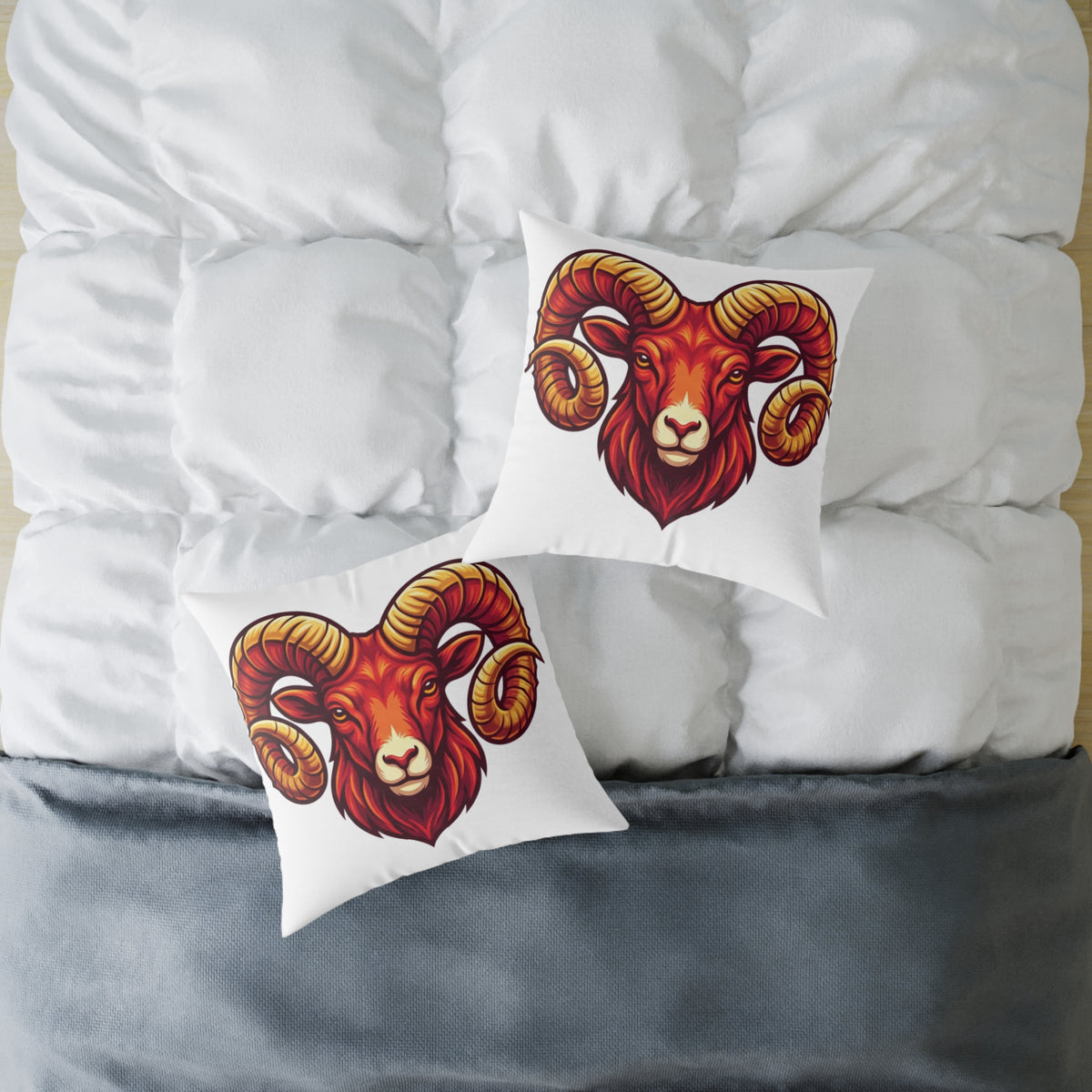 Aries Zodiac Ram Head Throw Pillow — Bold Zodiac Aries Accent Cushion