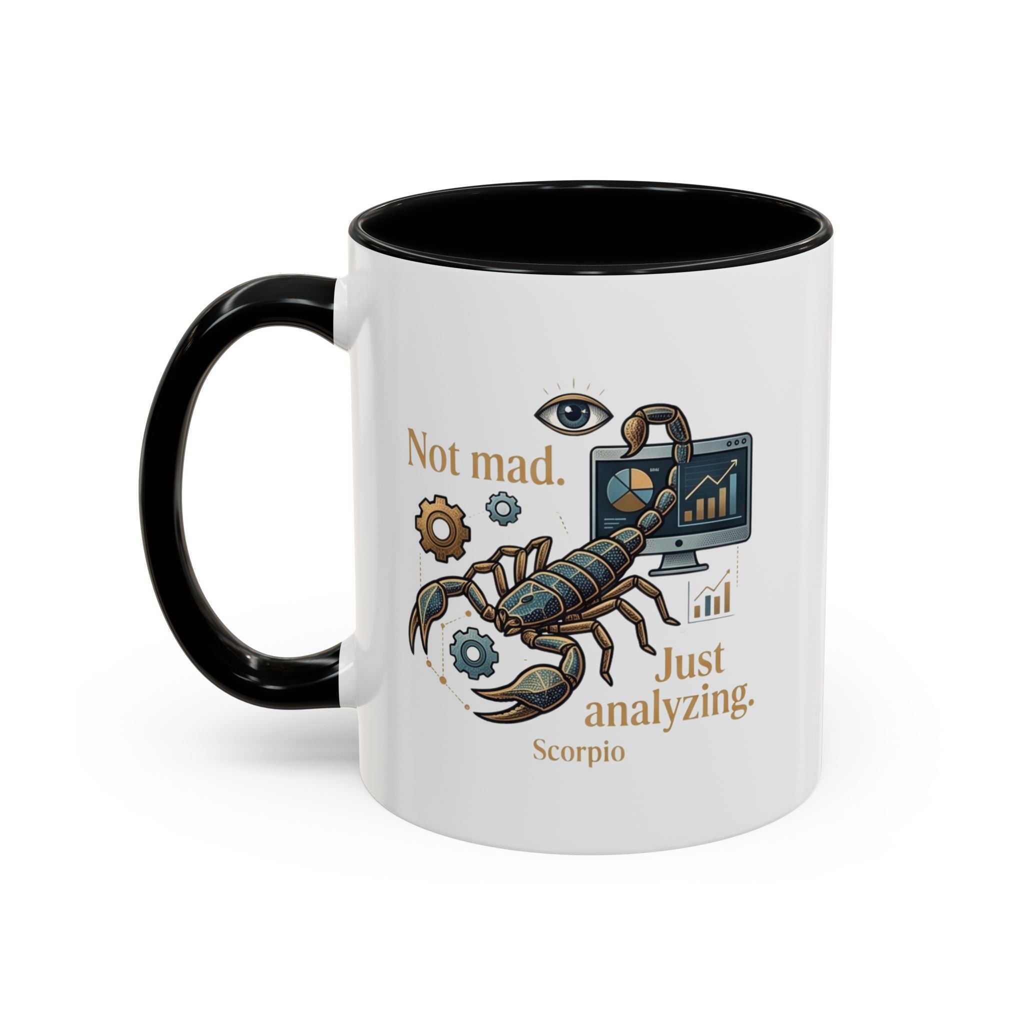 Scorpio Coffee Mug — "Not Mad. Just Analyzing." Accent 11/15oz