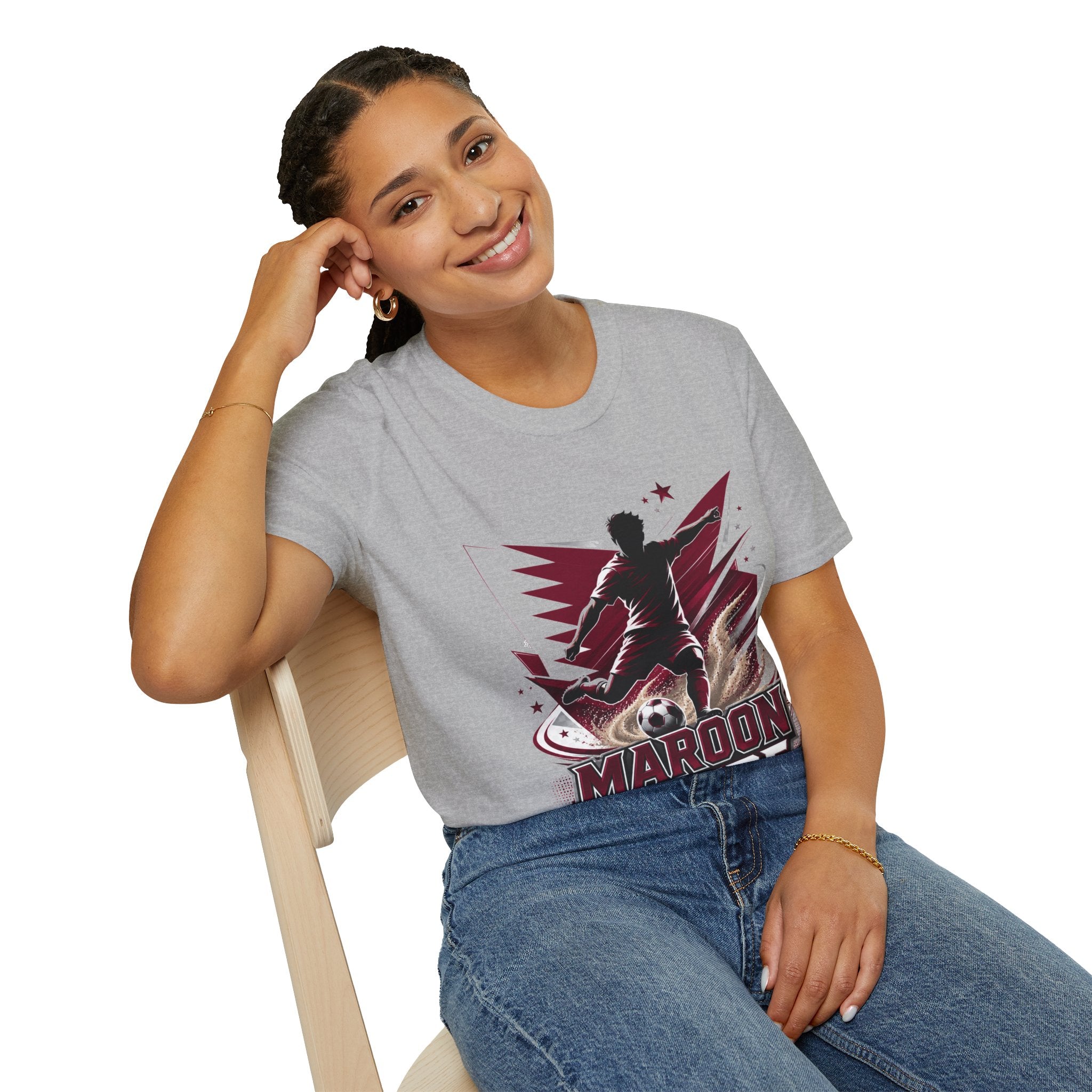 Qatar Maroon Pride Soccer T-Shirt — Silhouette Player Graphic Tee