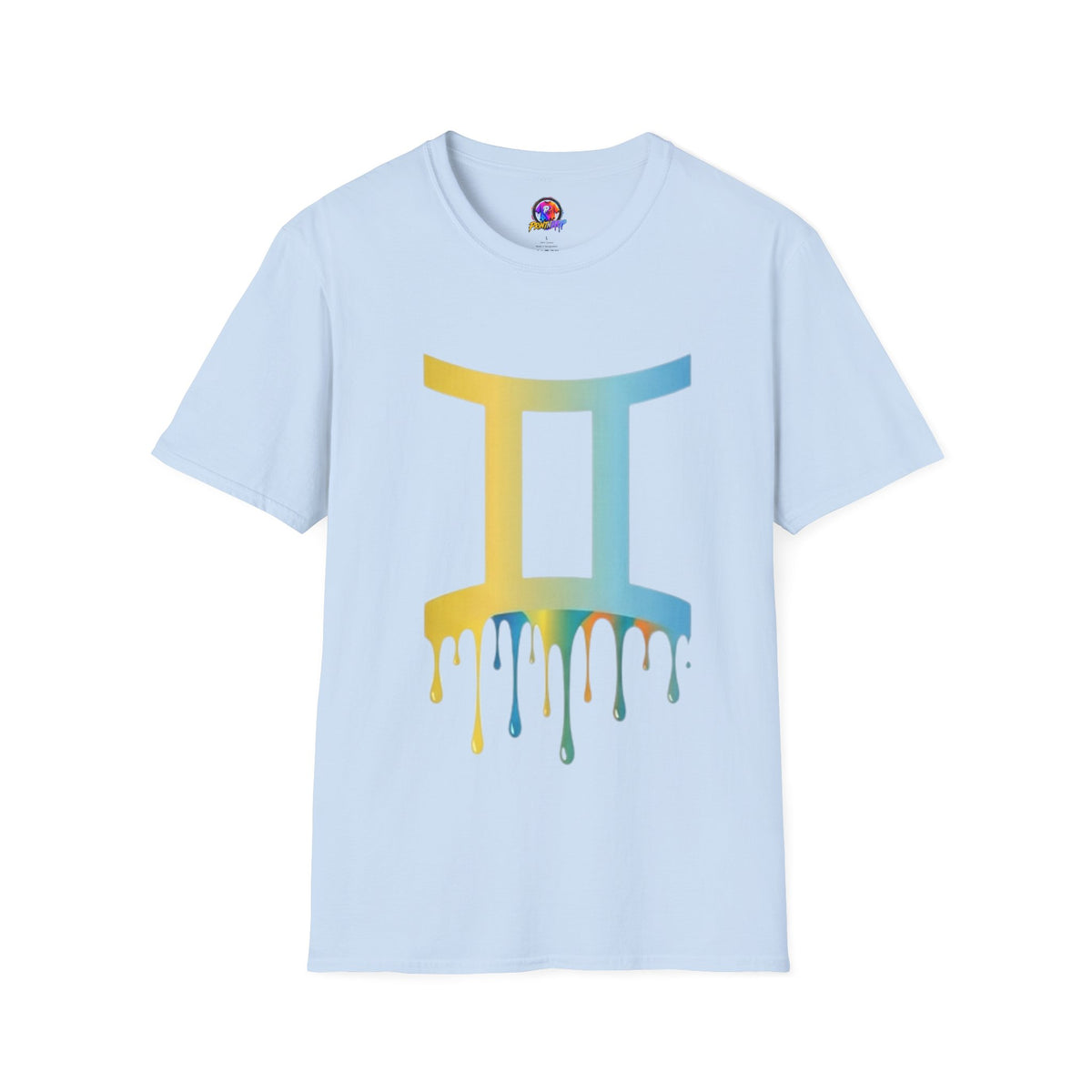 Gemini Drip Zodiac T-Shirt — Rainbow Gemini Symbol Tee