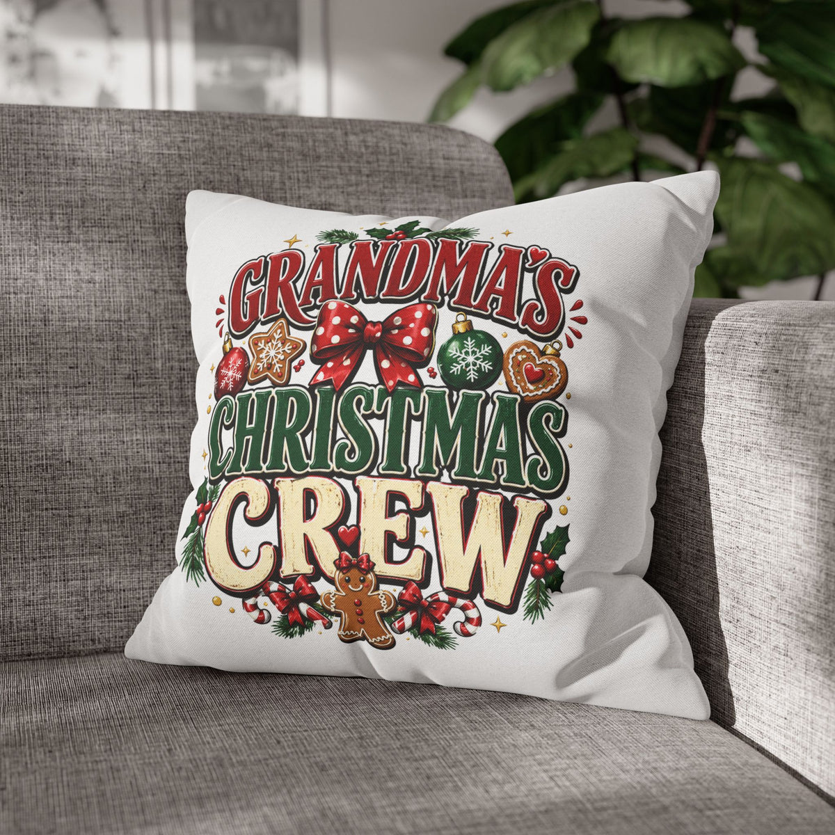 Grandma's Christmas Crew Holiday Pillowcase — Festive Family Decor