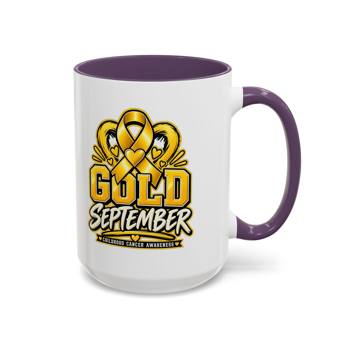 Gold September Coffee Mug — Childhood Cancer Awareness Accent Mug (11/15oz)