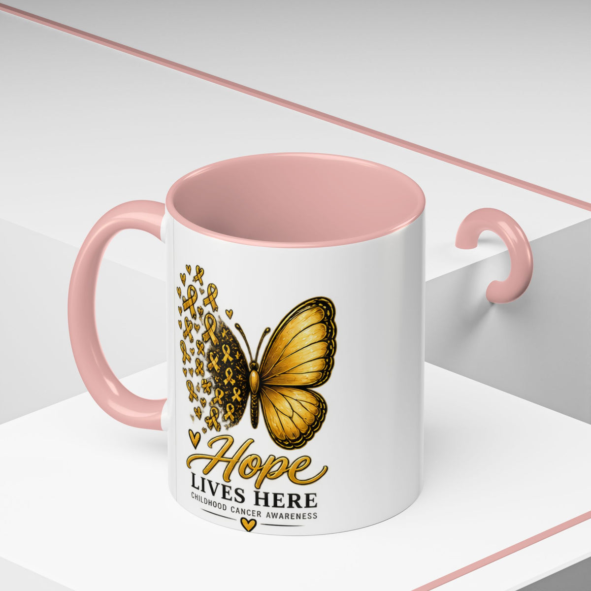 Hope Lives Here Childhood Cancer Awareness Accent Coffee Mug