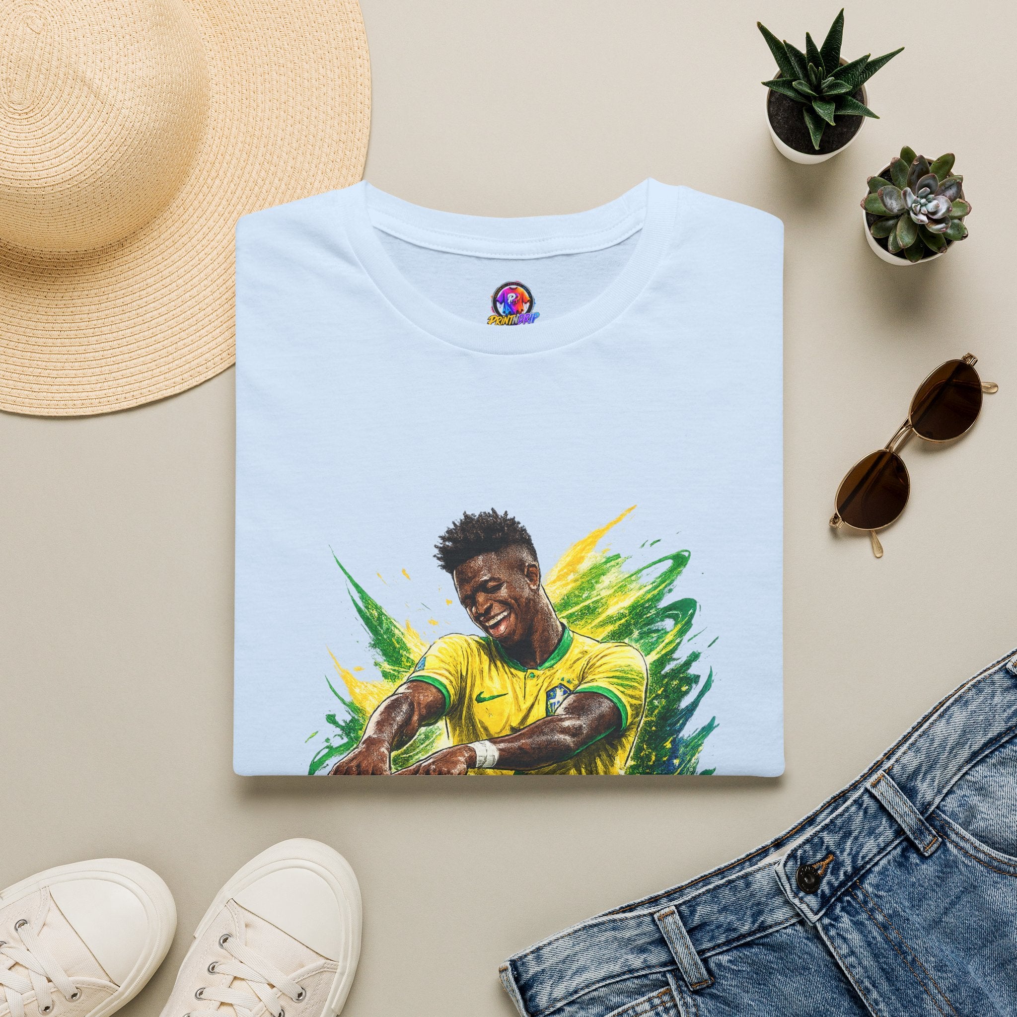 Brazil  Soccer Celebration T-Shirt — Brazilian Football Player Artwork
