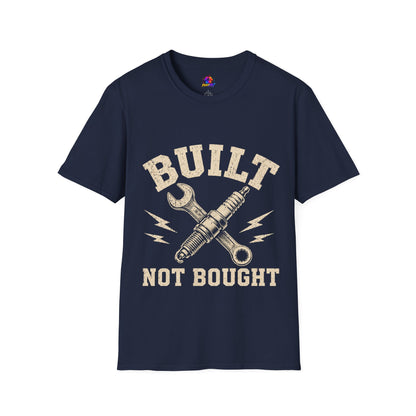 Built Not Bought T-Shirt — Mechanic Wrench & Spark Plug Vintage Tee