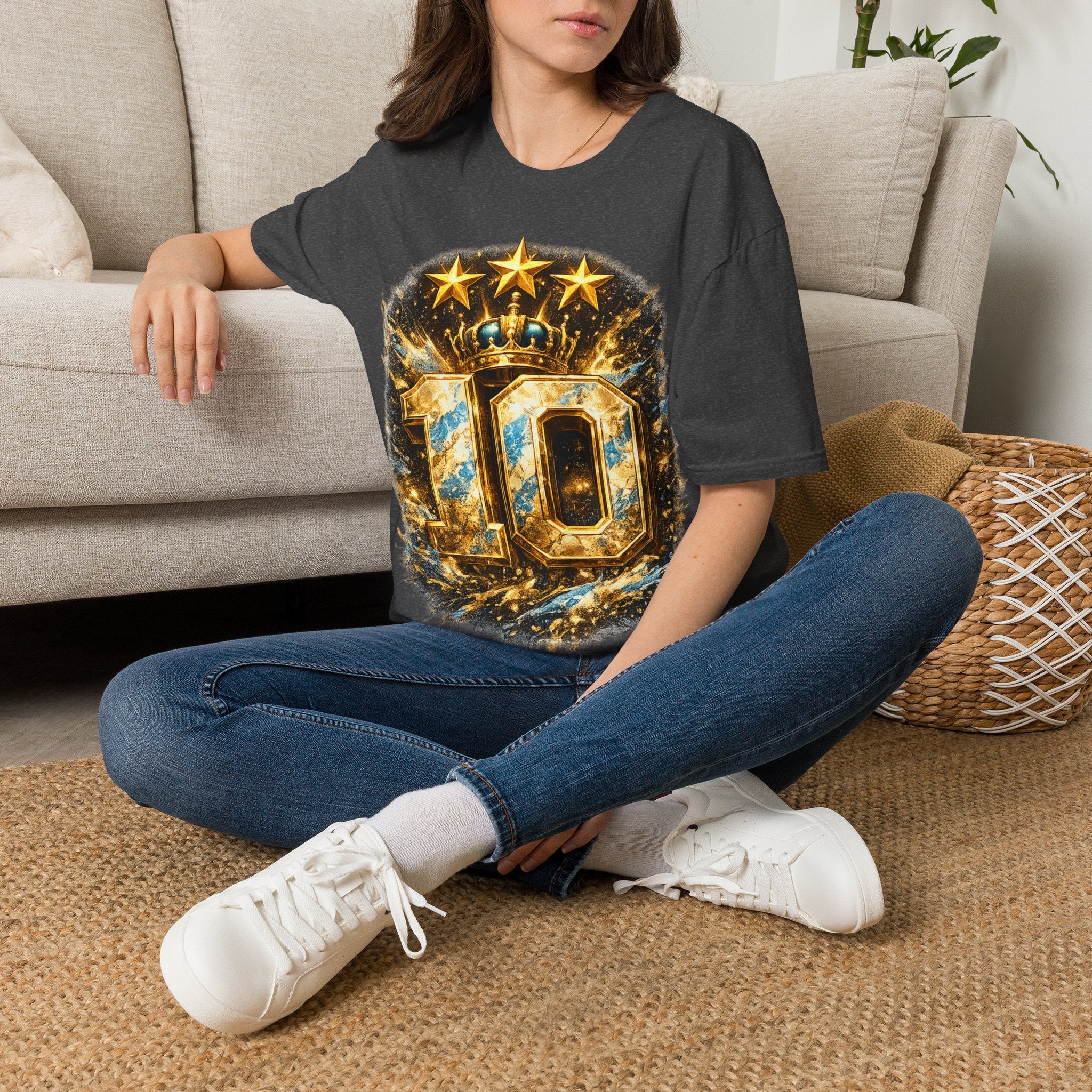 Argentina, MESSI #10 T-Shirt — Gold Crown '10' Victory Graphic Tee