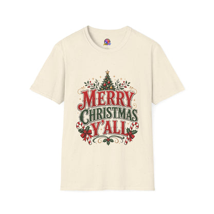 Merry Christmas Y'all T-Shirt — Festive Holiday Tree Tee