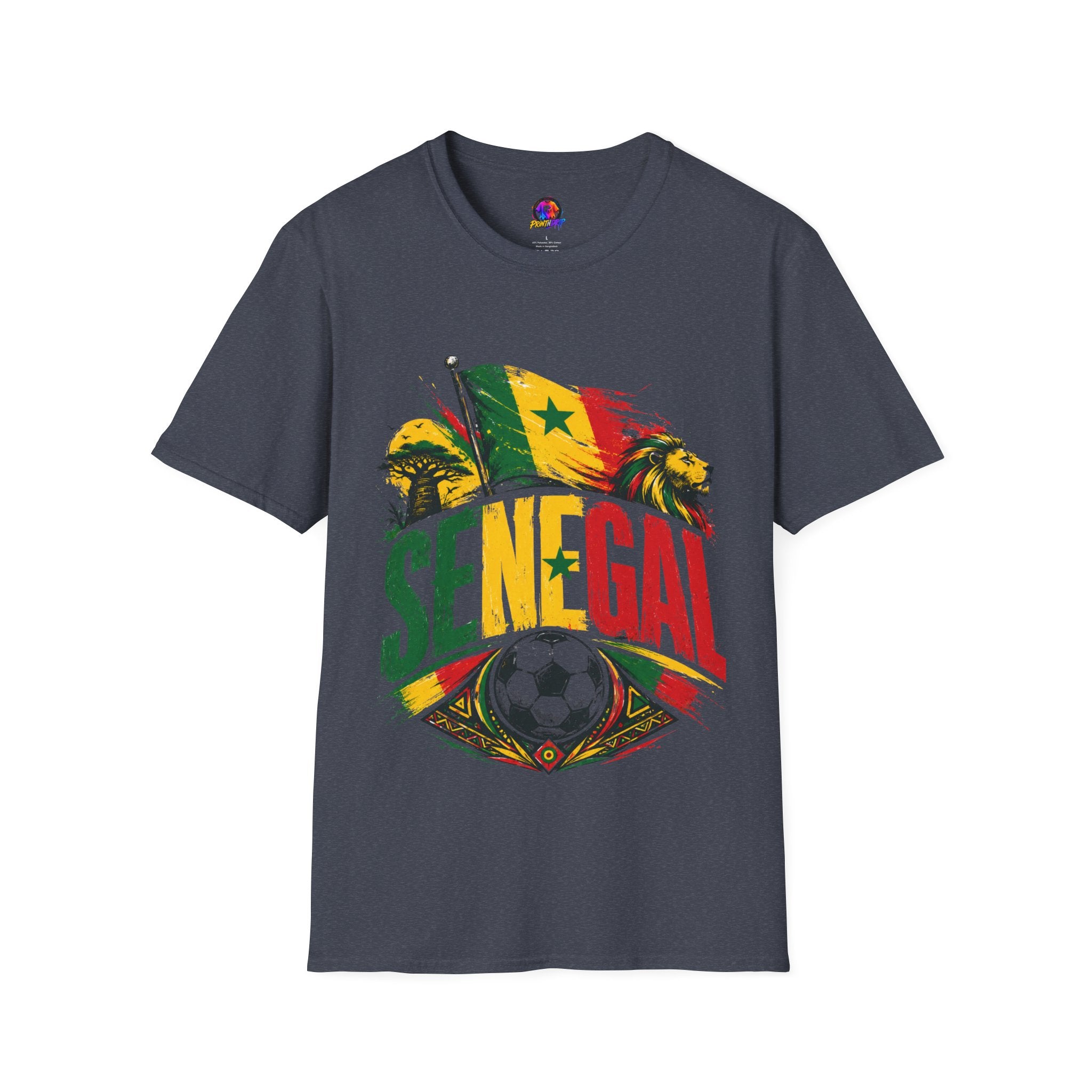 Senegal Flag Soccer T-Shirt — Lion & Football Pride Tee