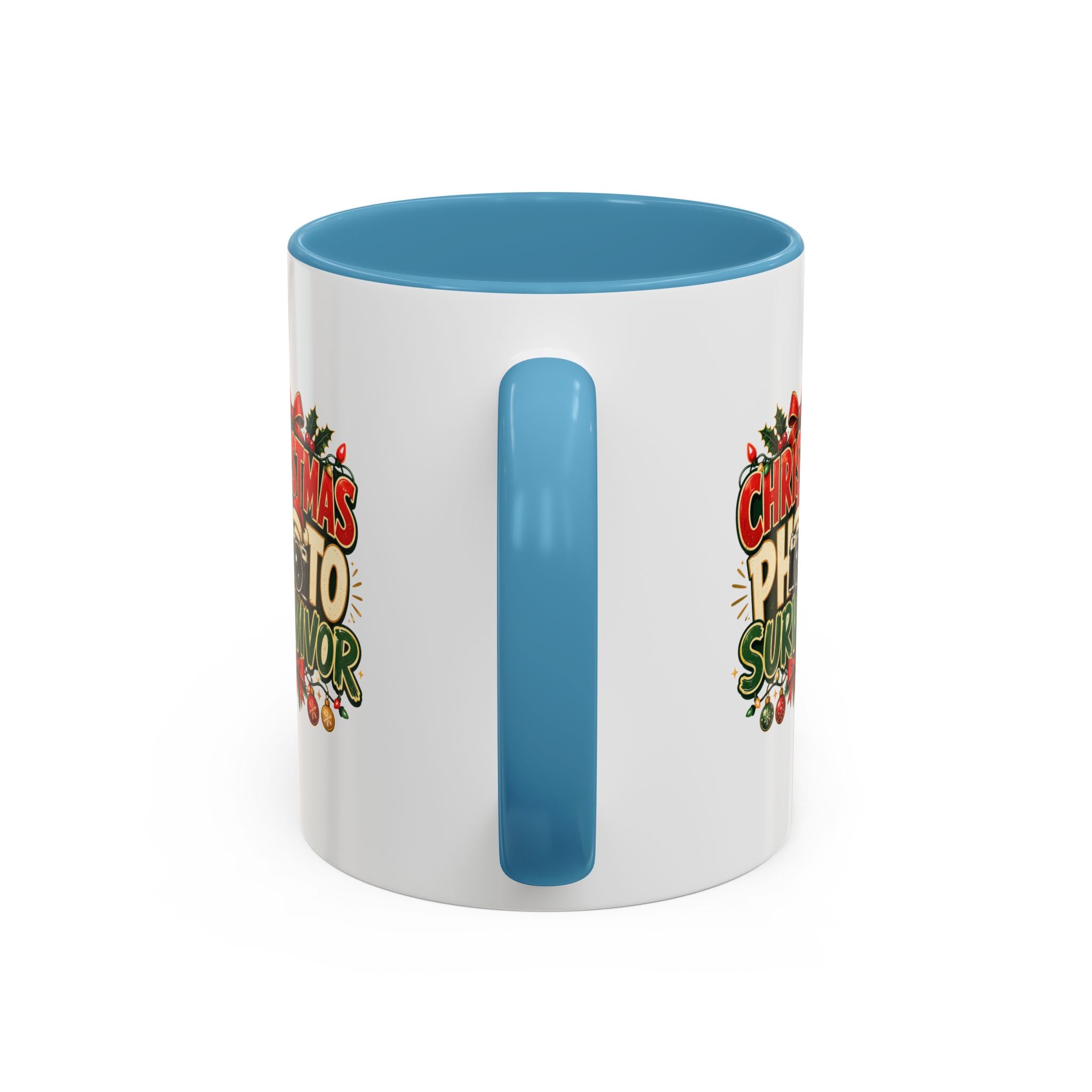 Christmas Photo Survivor Accent Coffee Mug — Holiday Photographer Gift