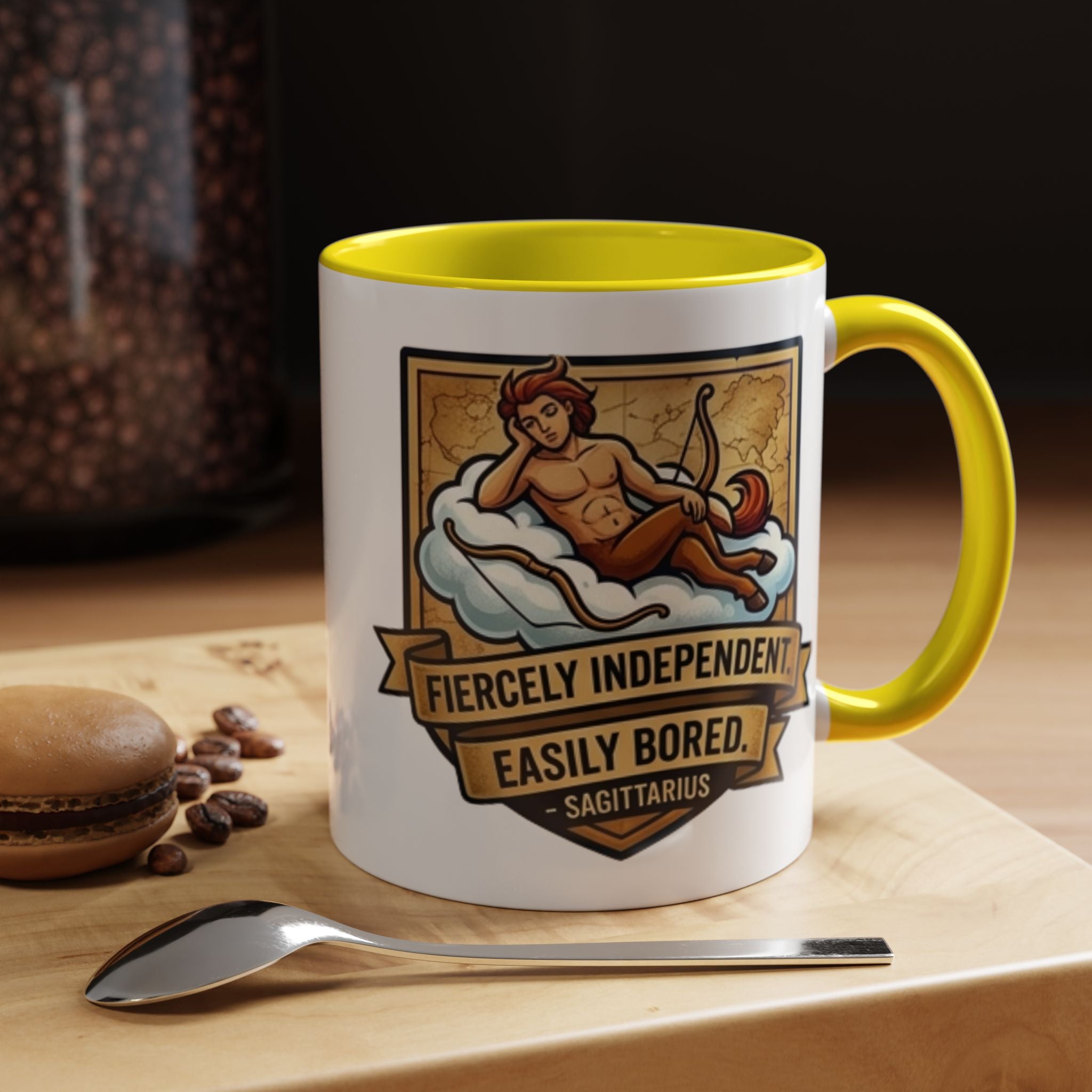 Sagittarius Coffee Mug — "Fiercely Independent, Easily Bored" Zodiac Accent Mug (11/15 oz)