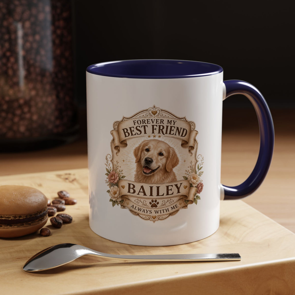 Milo Bailey Dog Dad Mom Personalized Dog Coffee Mug – "Forever My Best Friend" Golden Retriever Accent Mug