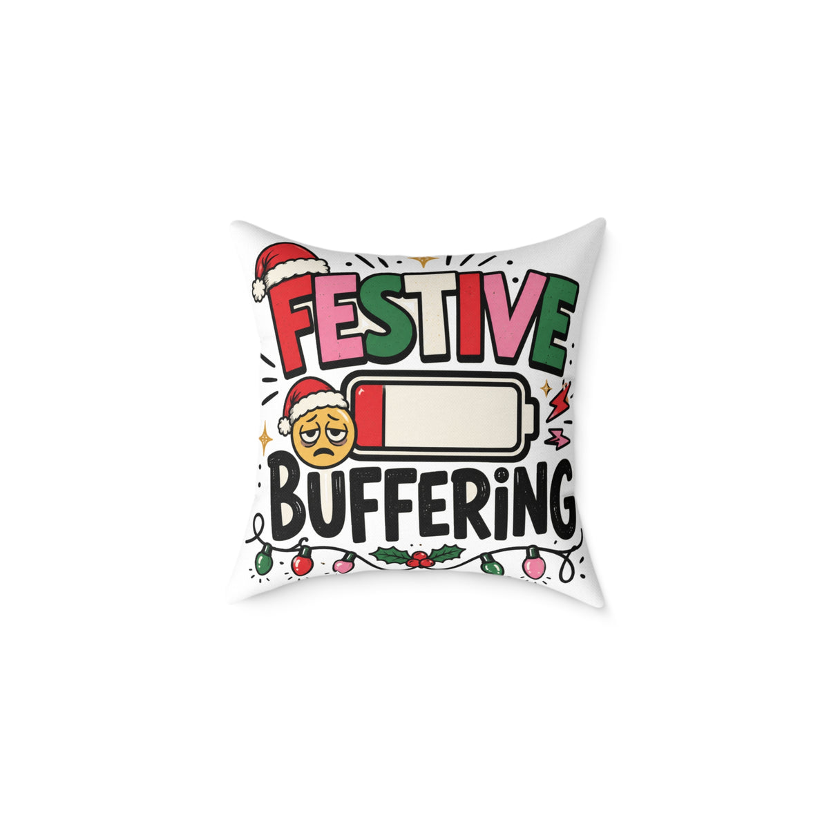 Festive Buffering Modern Day Christmas Square Poly Canvas Pillow
