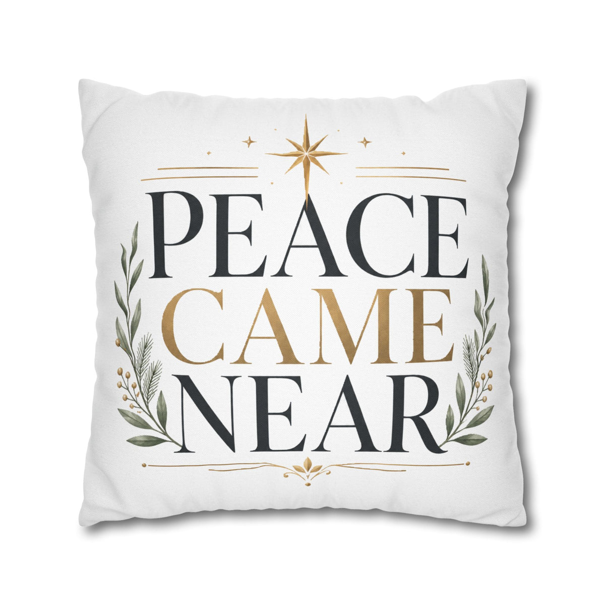 Christmas Peace Came Near Square Pillow — Christmas Holiday Decorative Throw Pillowcase