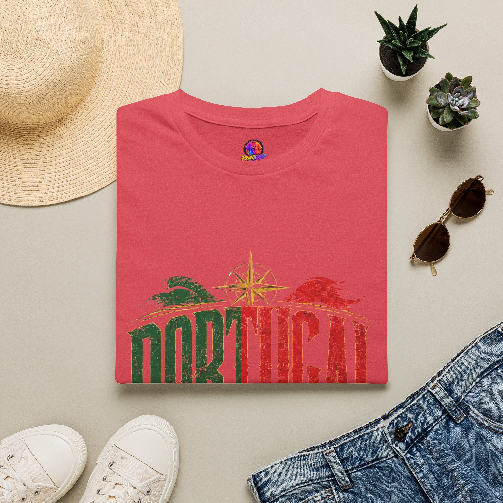 Portugal Vintage Compass T-Shirt — Retro Portuguese Flag Travel Tee
