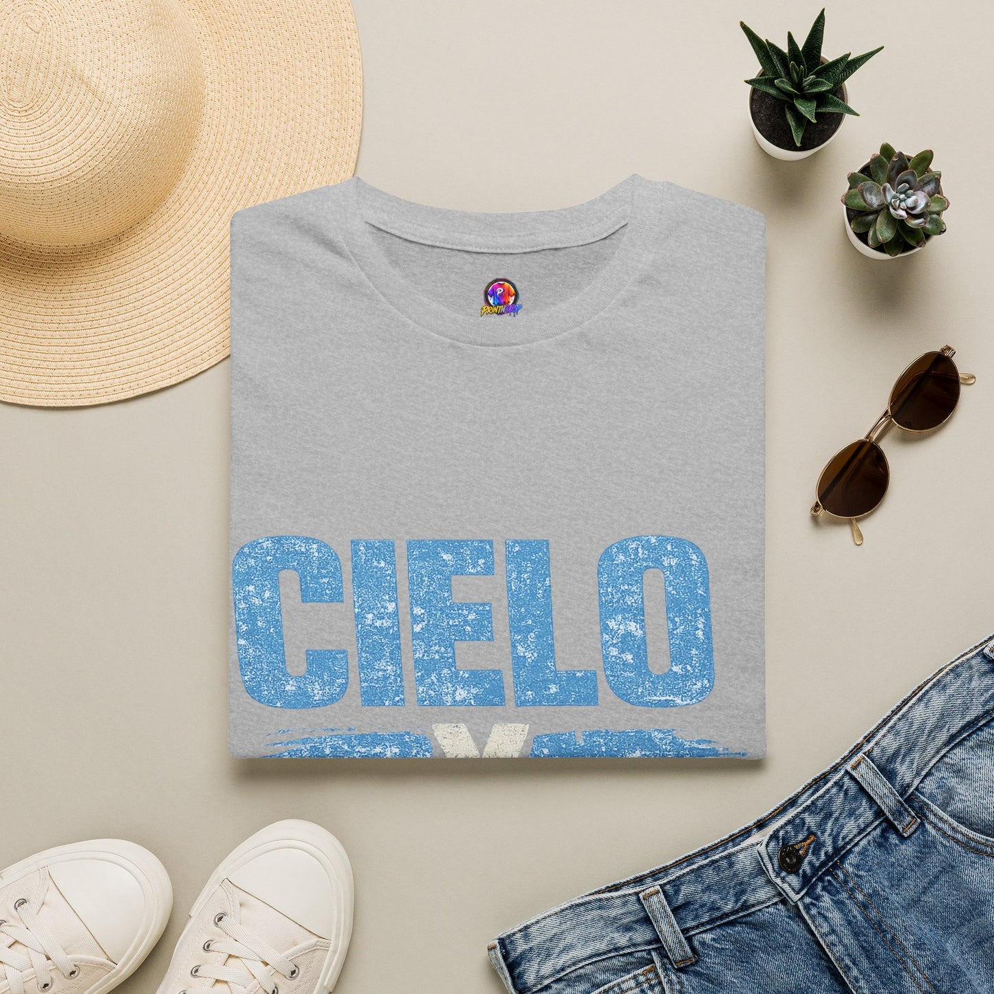 Argentina Cielo Fútbol T-Shirt — Vintage Sky Blue Soccer Tee