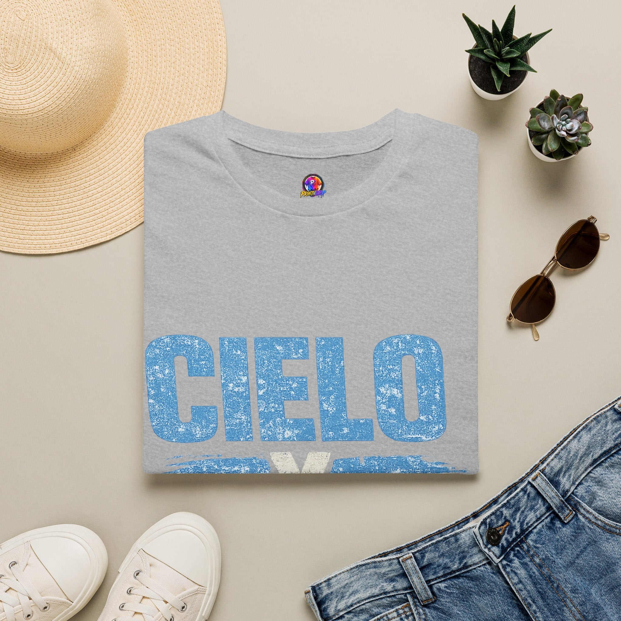 Argentina Cielo Fútbol T-Shirt — Vintage Sky Blue Soccer Tee