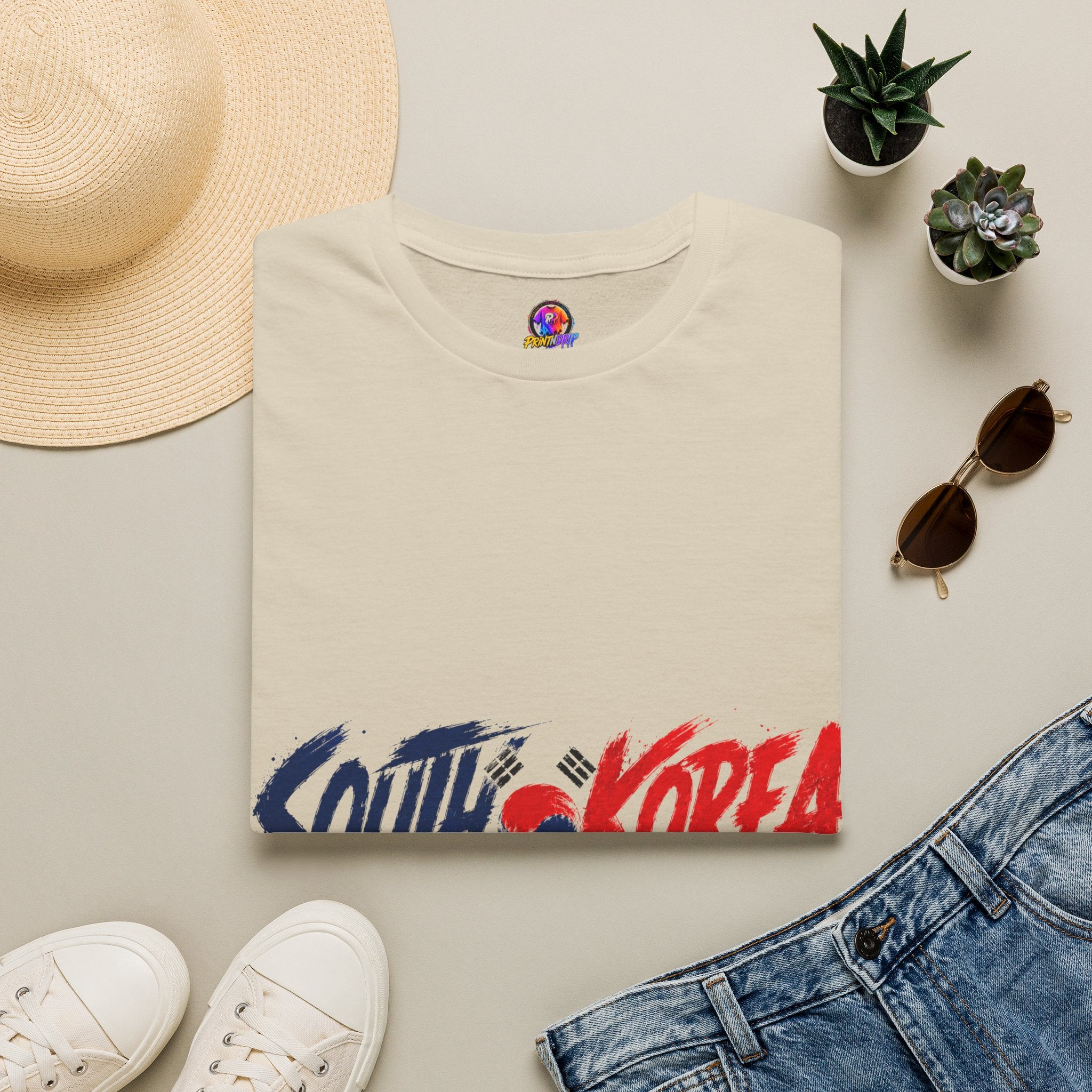 South Korea Flag Brushstroke T-Shirt — Patriotic Korean Travel Tee