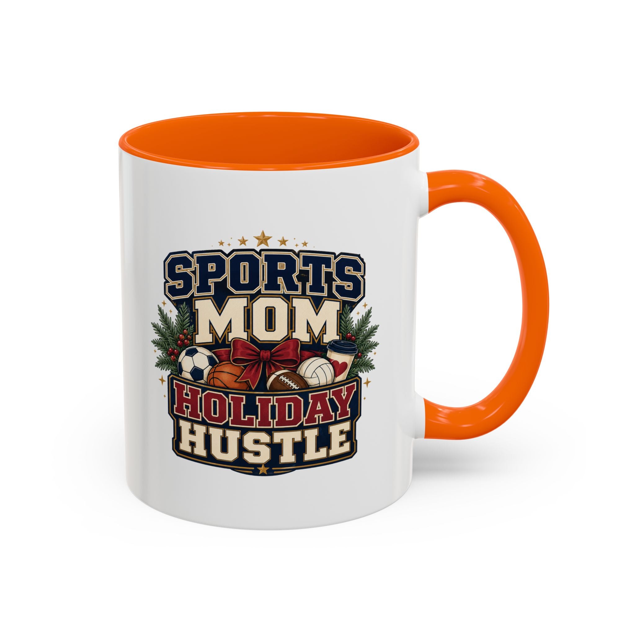 Modern Day Christmas Sports Mom Holiday Hustle Accent Coffee Mug – Christmas Sports Mom Gift