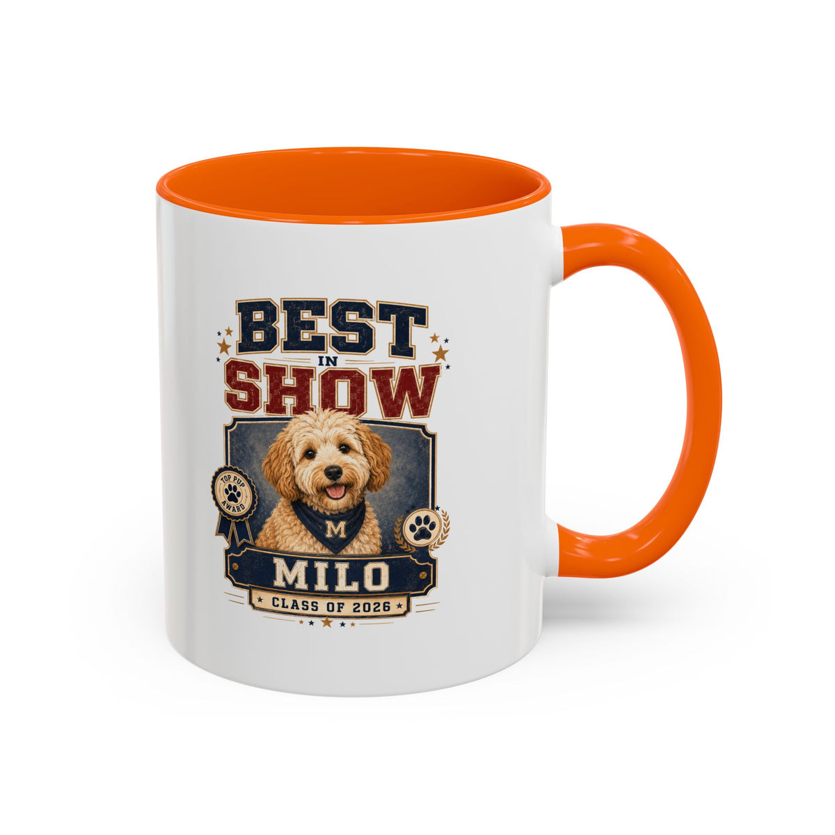 Milo Bailey Dog Dad Mom Best in Show Personalized Dog Photo Coffee Mug — Custom Name & Year
