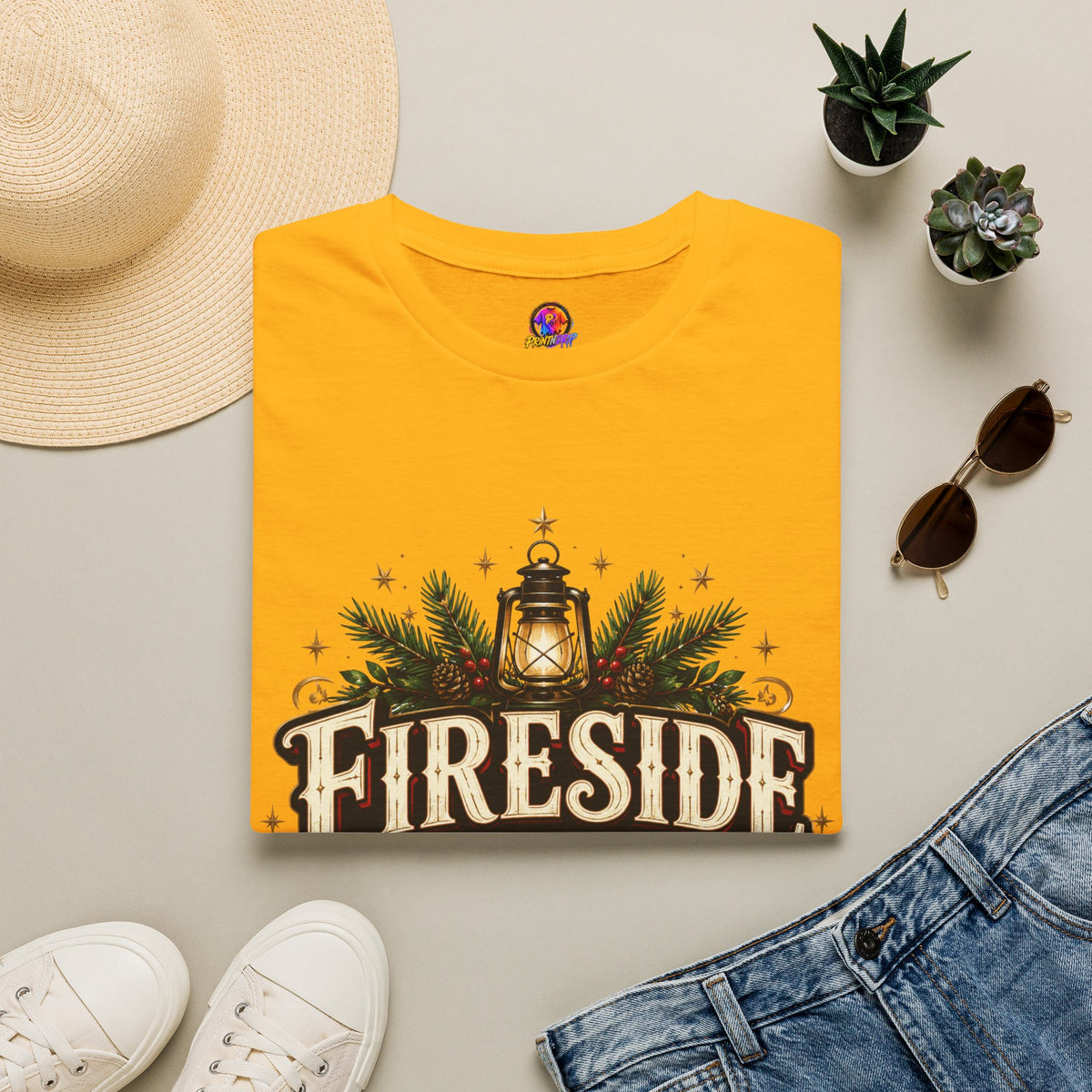 Fireside Festive Club T-Shirt — Cozy Holiday Lantern Graphic Tee