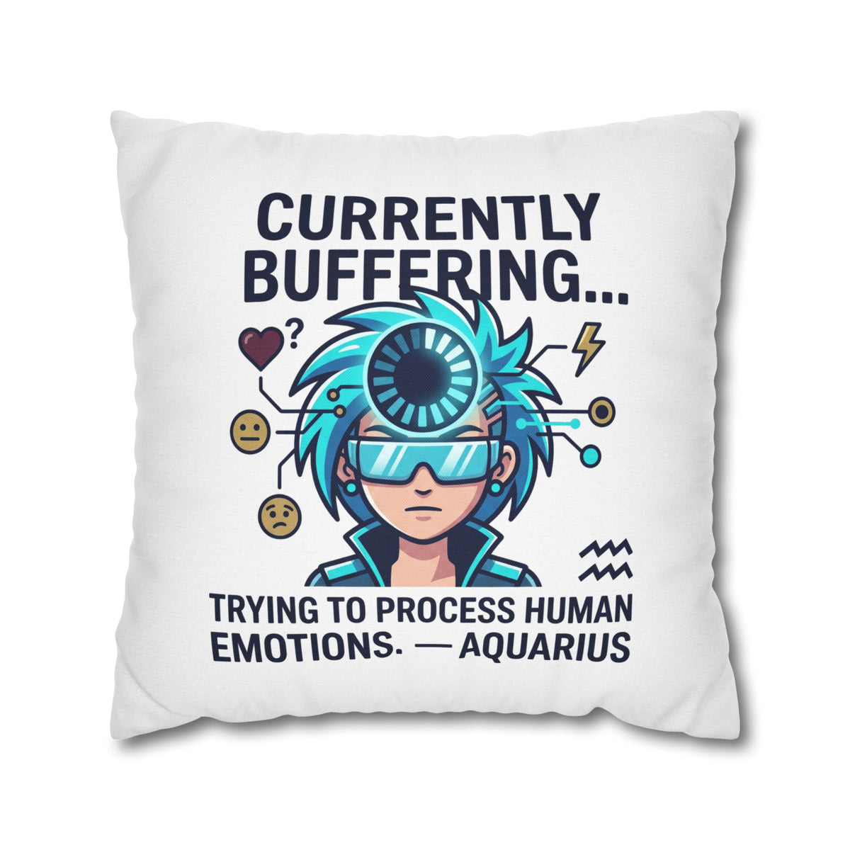 Aquarius Zodiac Spun Polyester Square Pillowcase
