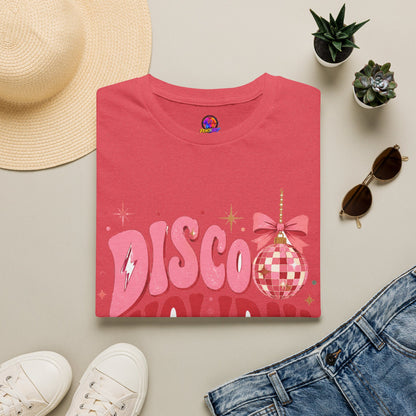 Disco Holiday T-Shirt — Retro Pink Disco Ball Christmas Tee