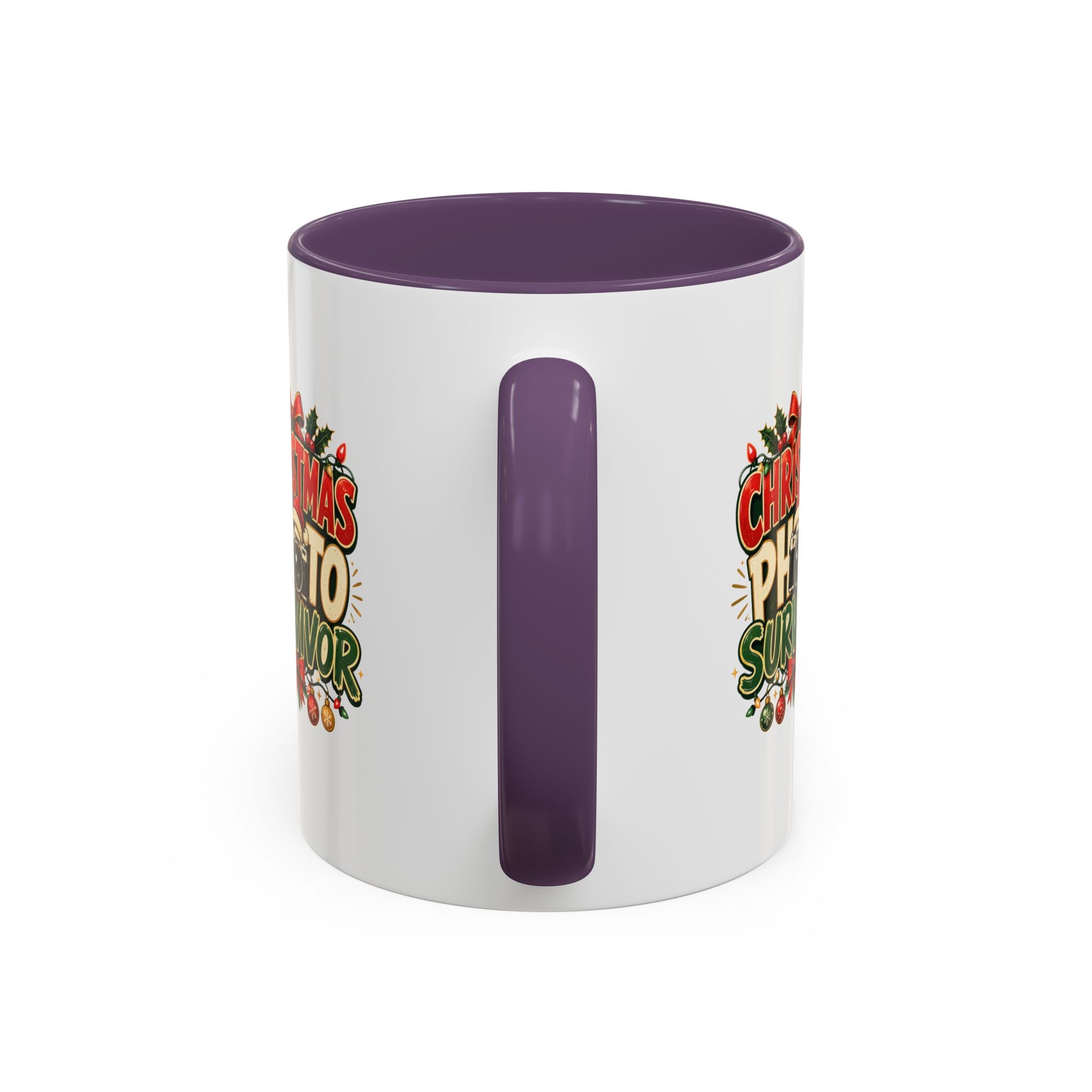 Christmas Photo Survivor Accent Coffee Mug — Holiday Photographer Gift