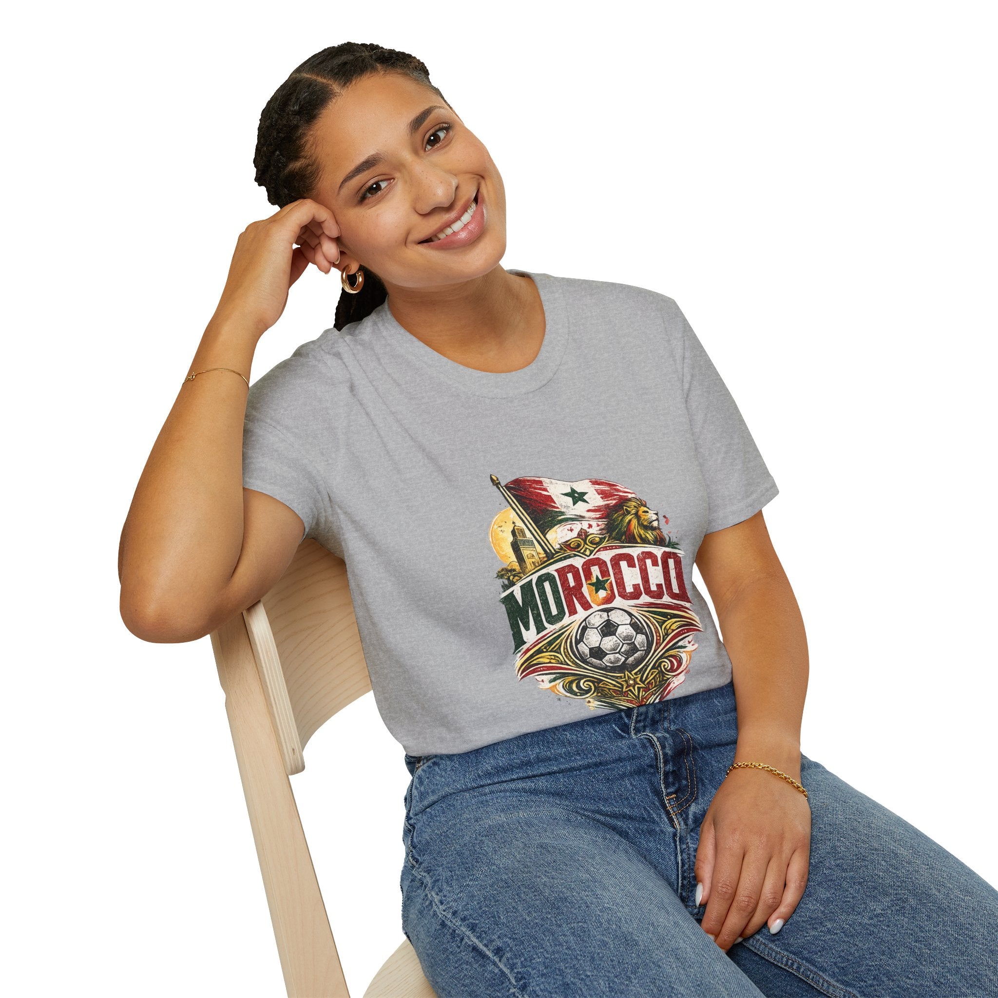 Morocco Soccer T-Shirt — Vintage Flag & Lion Football Tee