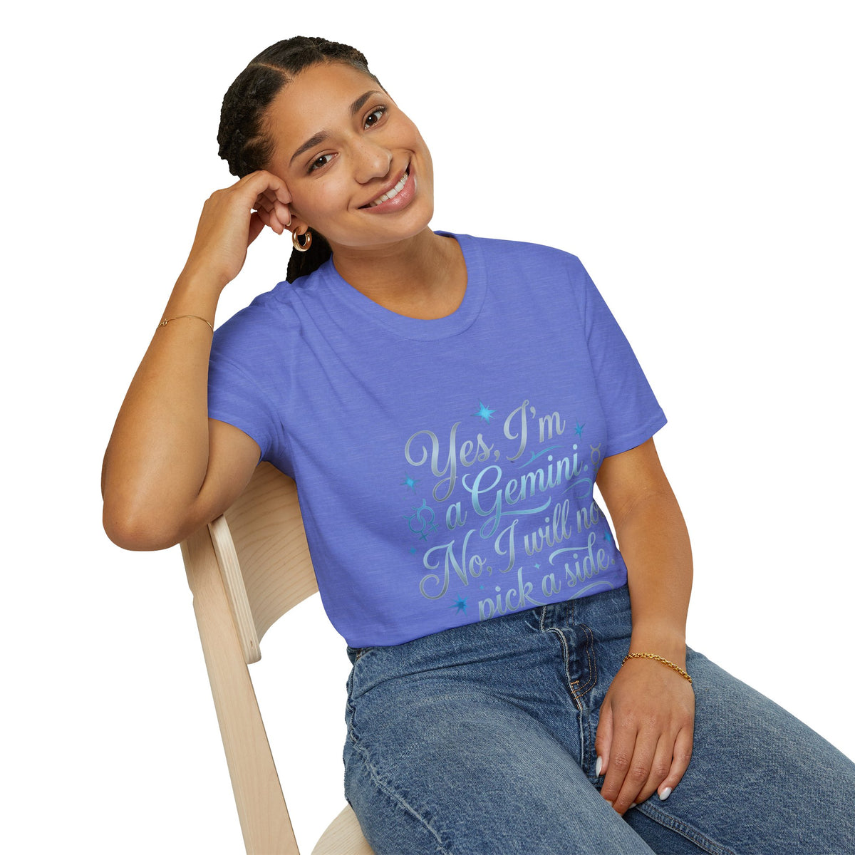 Yes, I'm a Gemini T-Shirt — Funny Zodiac Astrology Tee (“No, I will not pick a side”)
