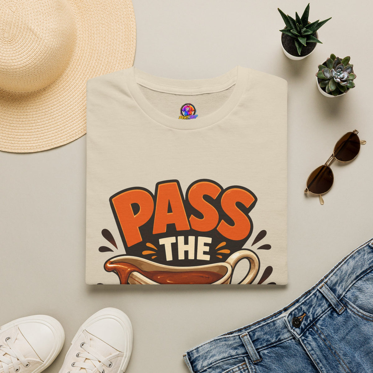 Thanksgiving T-Shirt Pass the Gravy T-Shirt — Funny Thanksgiving Turkey Dinner Tee
