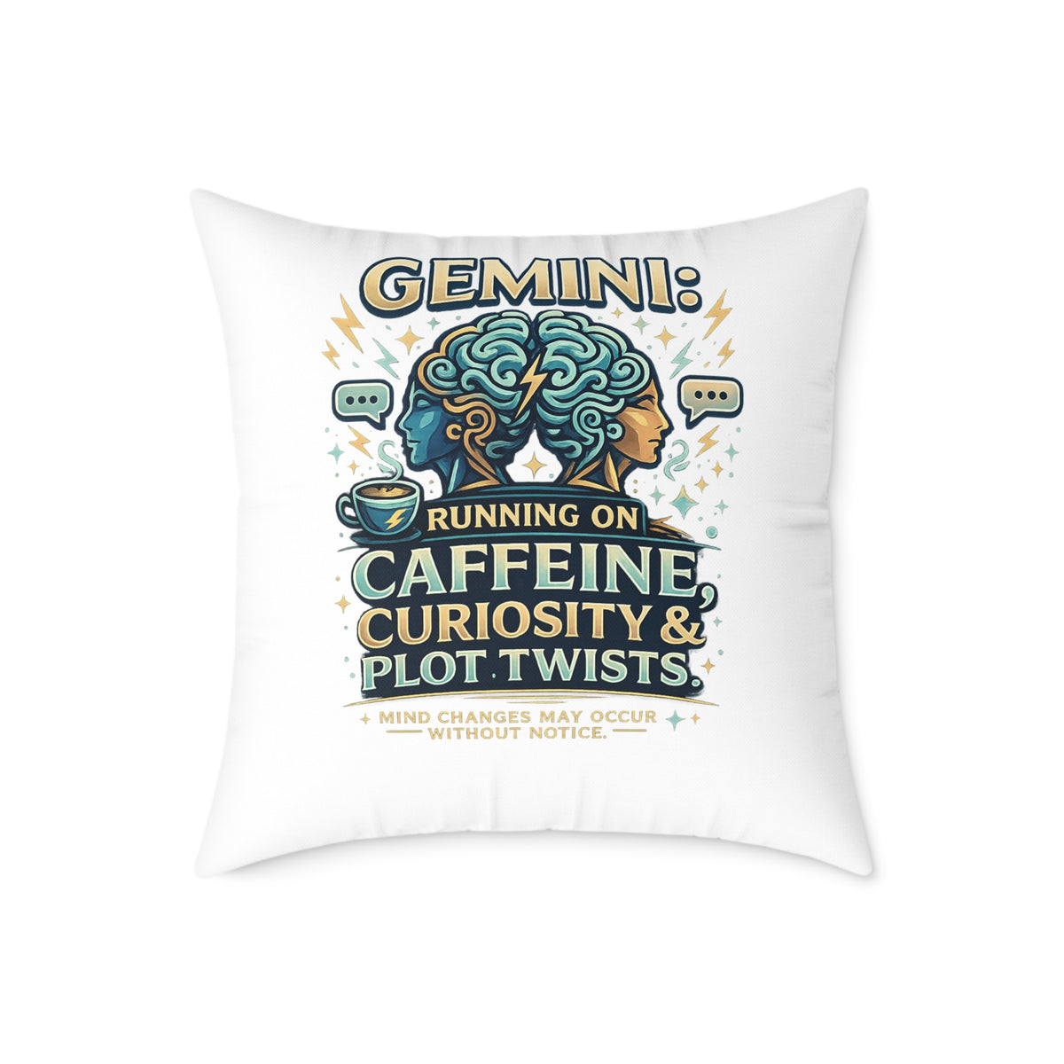 Gemini Zodiac Running On Caffeine Square Poly Canvas Pillow