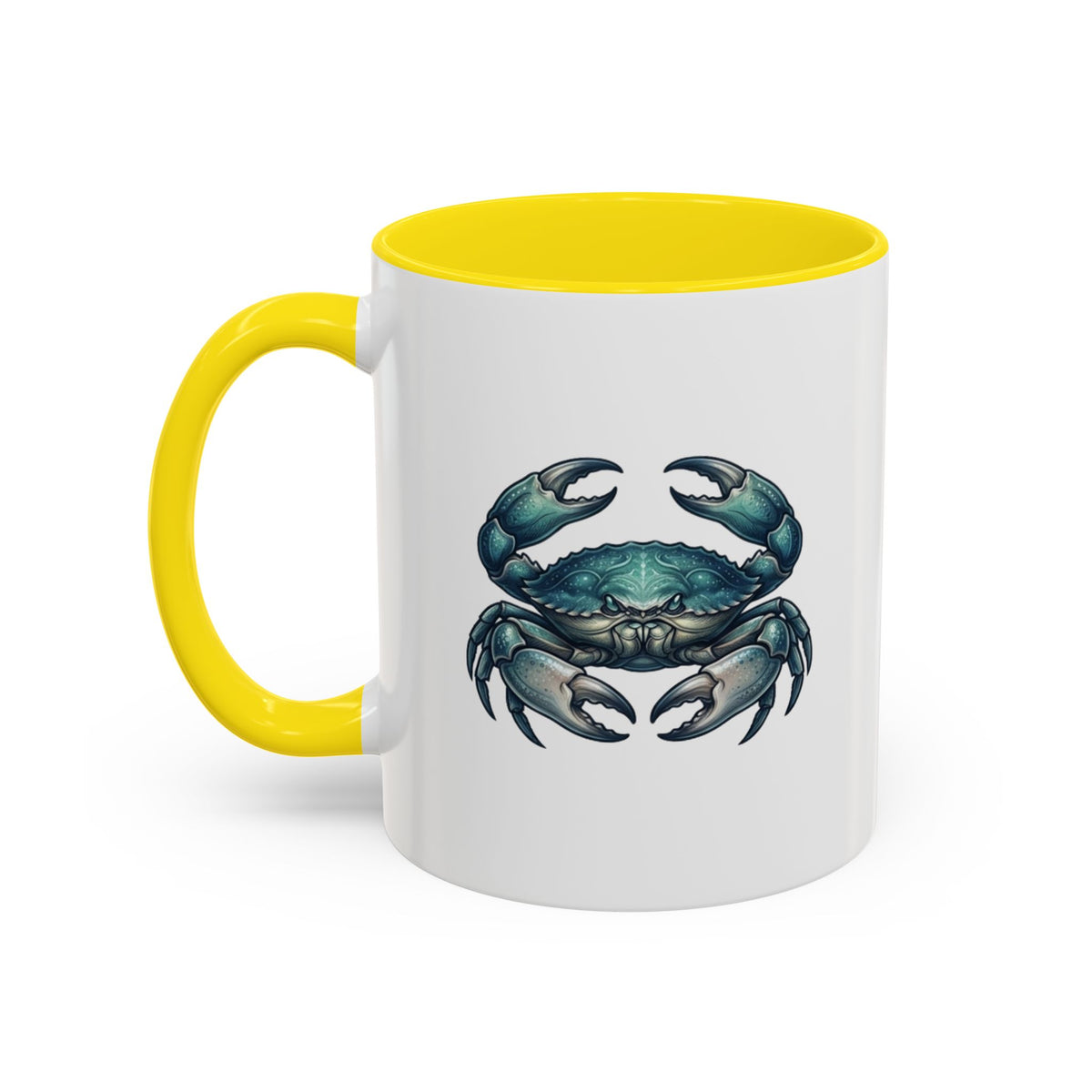 Cancer Zodiac Blue Crab Accent Coffee Mug — Nautical Beach Home Decor Gift