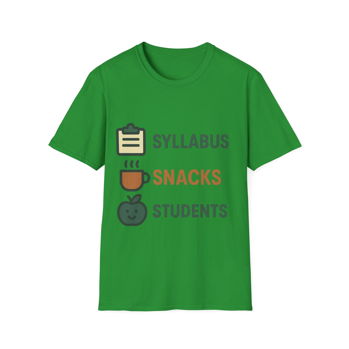 Syllabus Snacks Students Graphic Tee — Funny Teacher & Student Back-to-School T-Shirt - Trending Now - August 2026