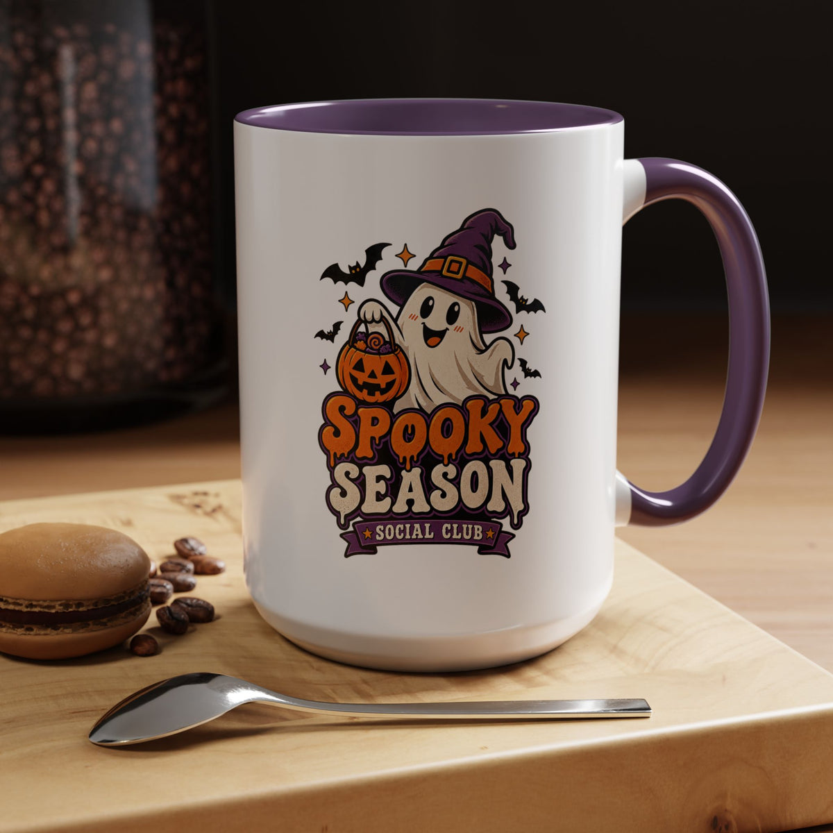Spooky Season Coffee Mug — Cute Ghost Halloween Accent Mug (11/15oz)