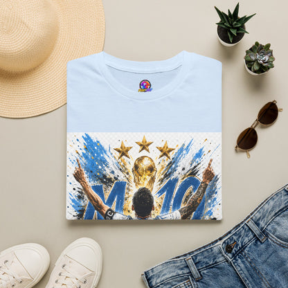 Argentna  Soccer M10 Champion T-Shirt — Gold Trophy & Stars Football Fan Tee