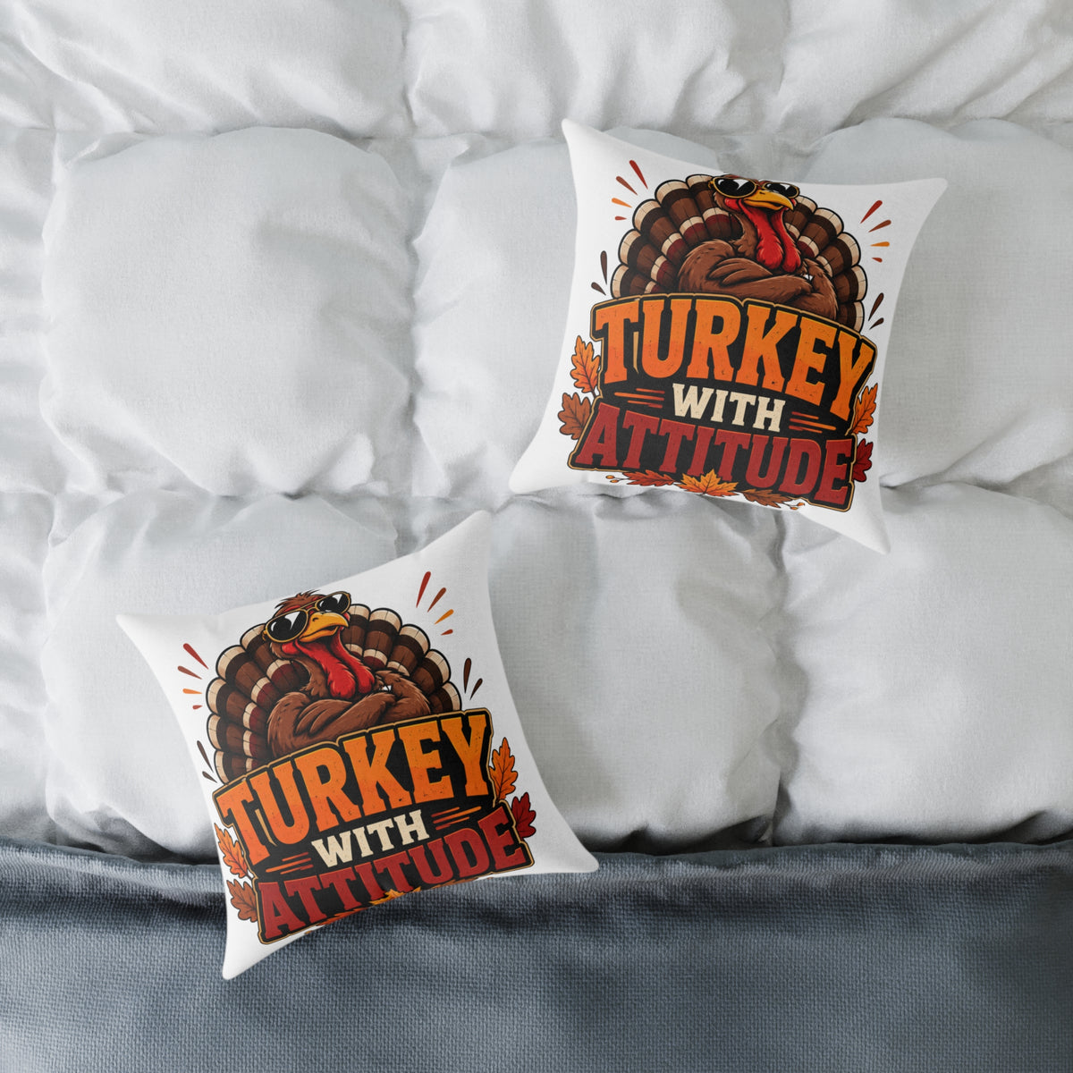 Thanksgiving Turkey With Attitude Throw Pillow — Funny Thanksgiving Decorative Pillow