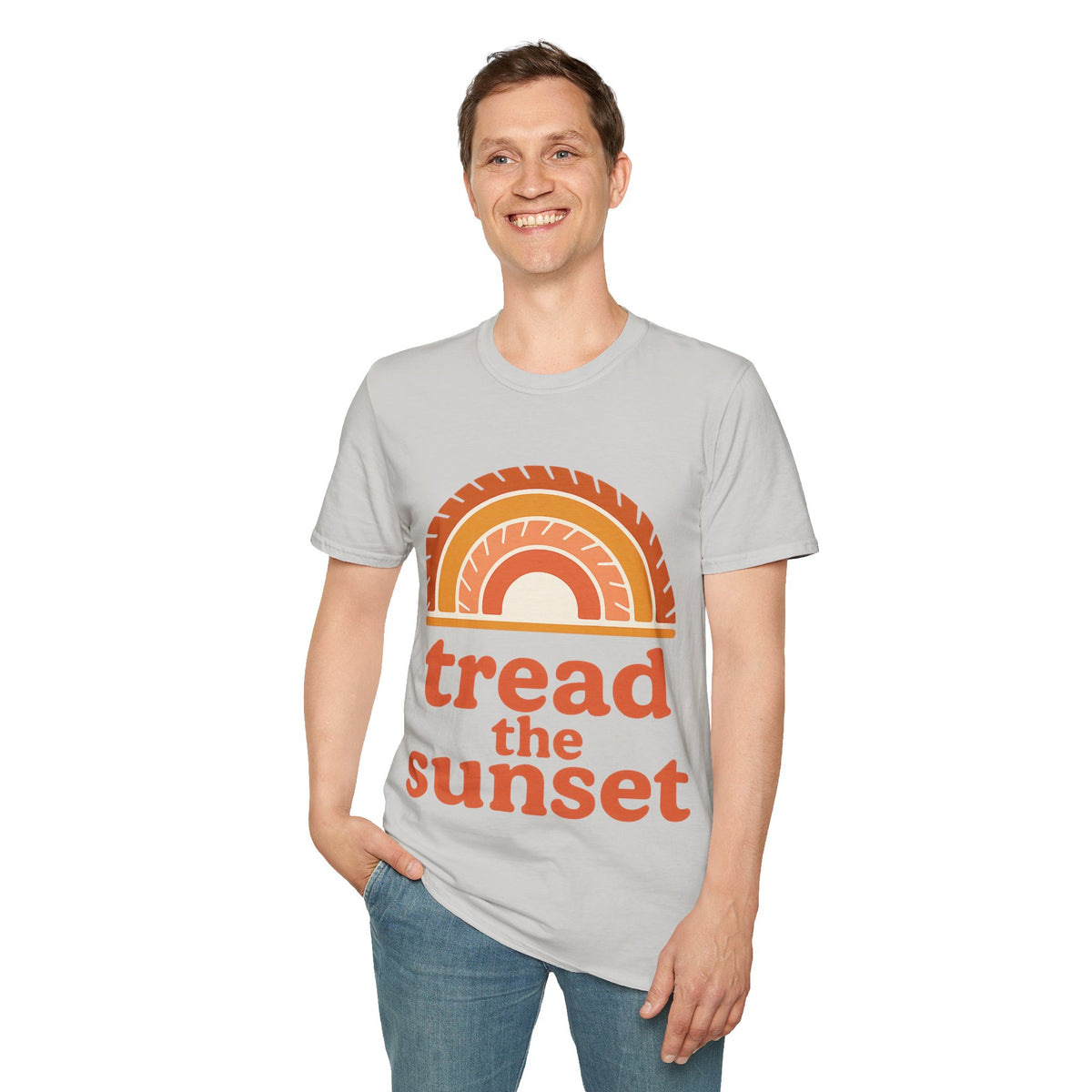 Tread The Sunset Boho Rainbow T-Shirt, Retro Wanderlust Hiking Outdoor Graphic Tee - Trending Now - September 2026