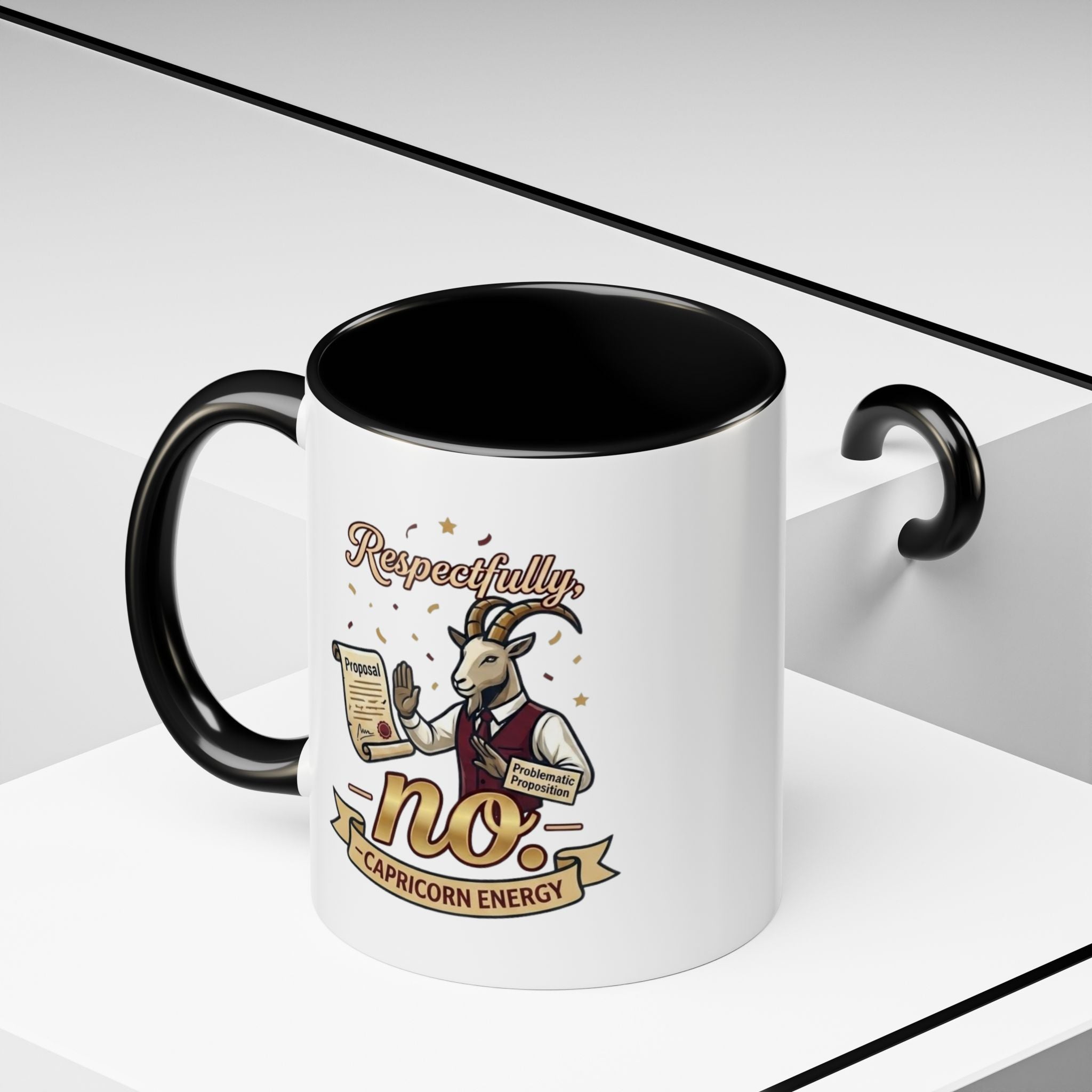 Respectfully No Capricorn Energy Coffee Mug — Zodiac Goat Astrology Gift (11/15oz)
