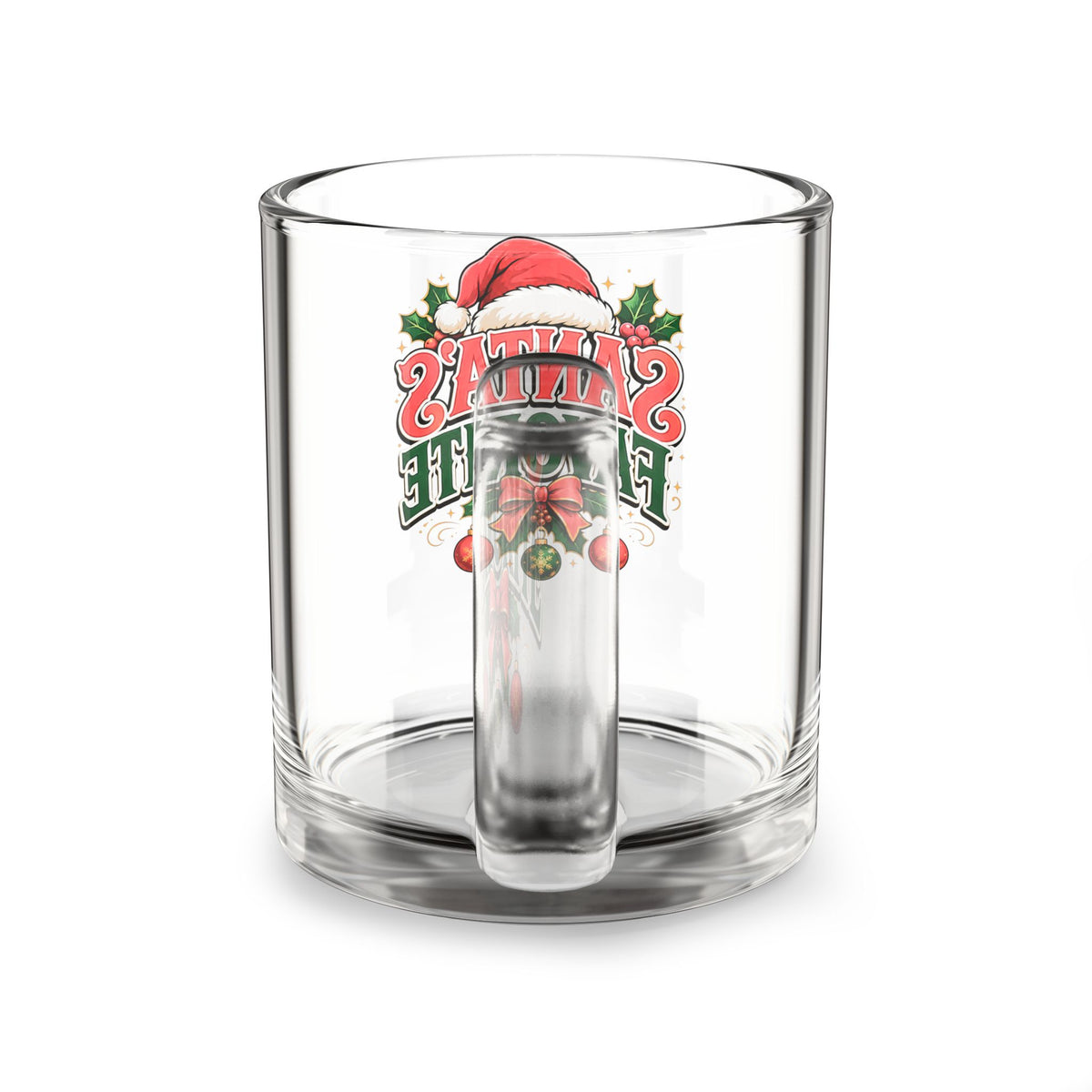 Christmas Glass Mug 10 oz Glass Mug — 'Santa’s Favorite' Christmas Coffee Cup, Holiday Holiday Cheer 10oz