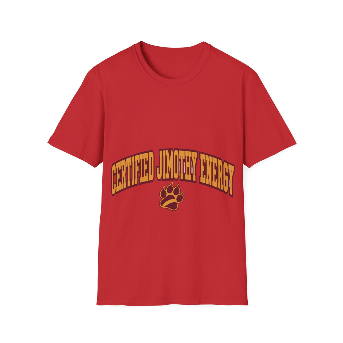 "Certified Jimothy Energy" Varsity Paw Print Graphic Tee - Trending Now - September 2026