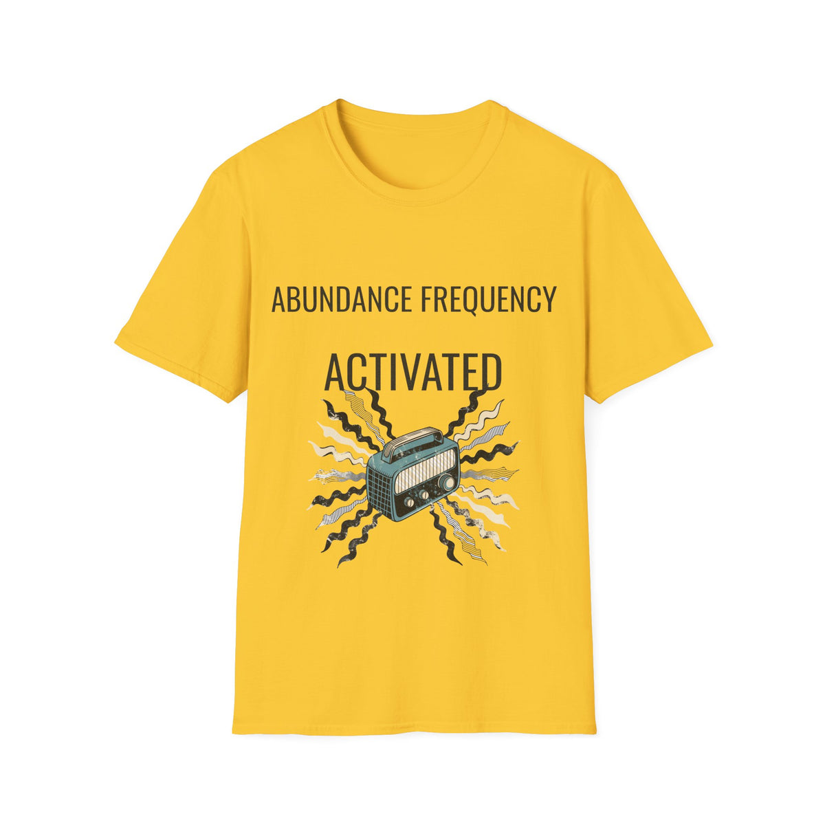 "Abundance Frequency Activated" Retro Radio Tee - Aesthetic Law Of Attraction Manifest White T-Shirt - Trending Now - September 2026