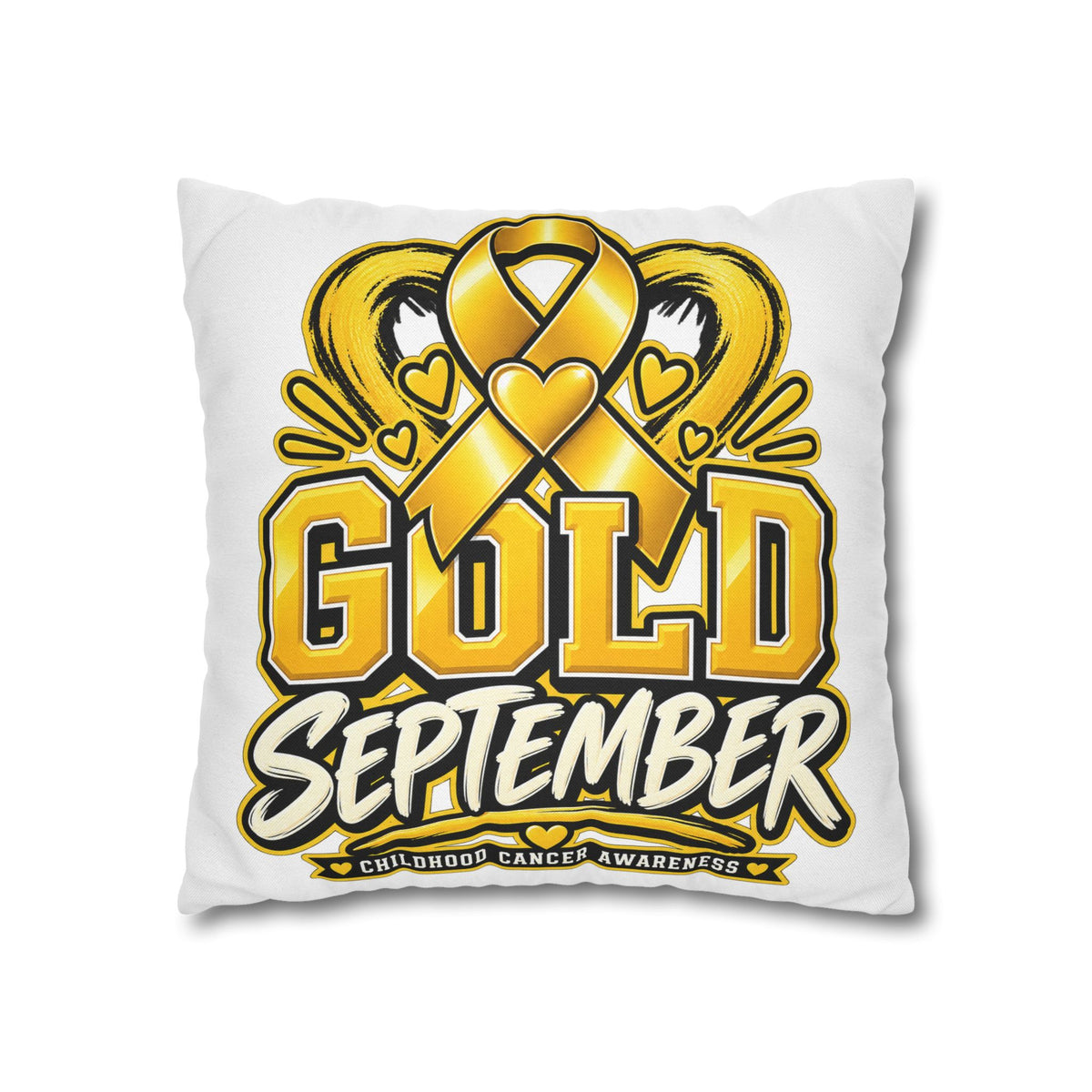 Gold September Pillowcase — Childhood Cancer Awareness Cushion Cover