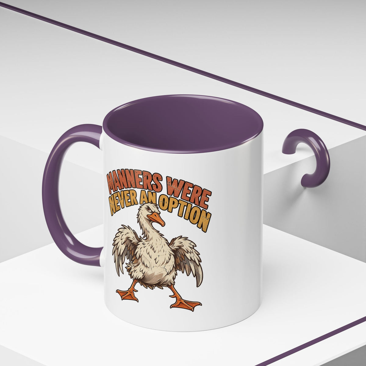 Coffee Mug — "Manners Were Never An Option" Funny Rude Chicken Accent Mug