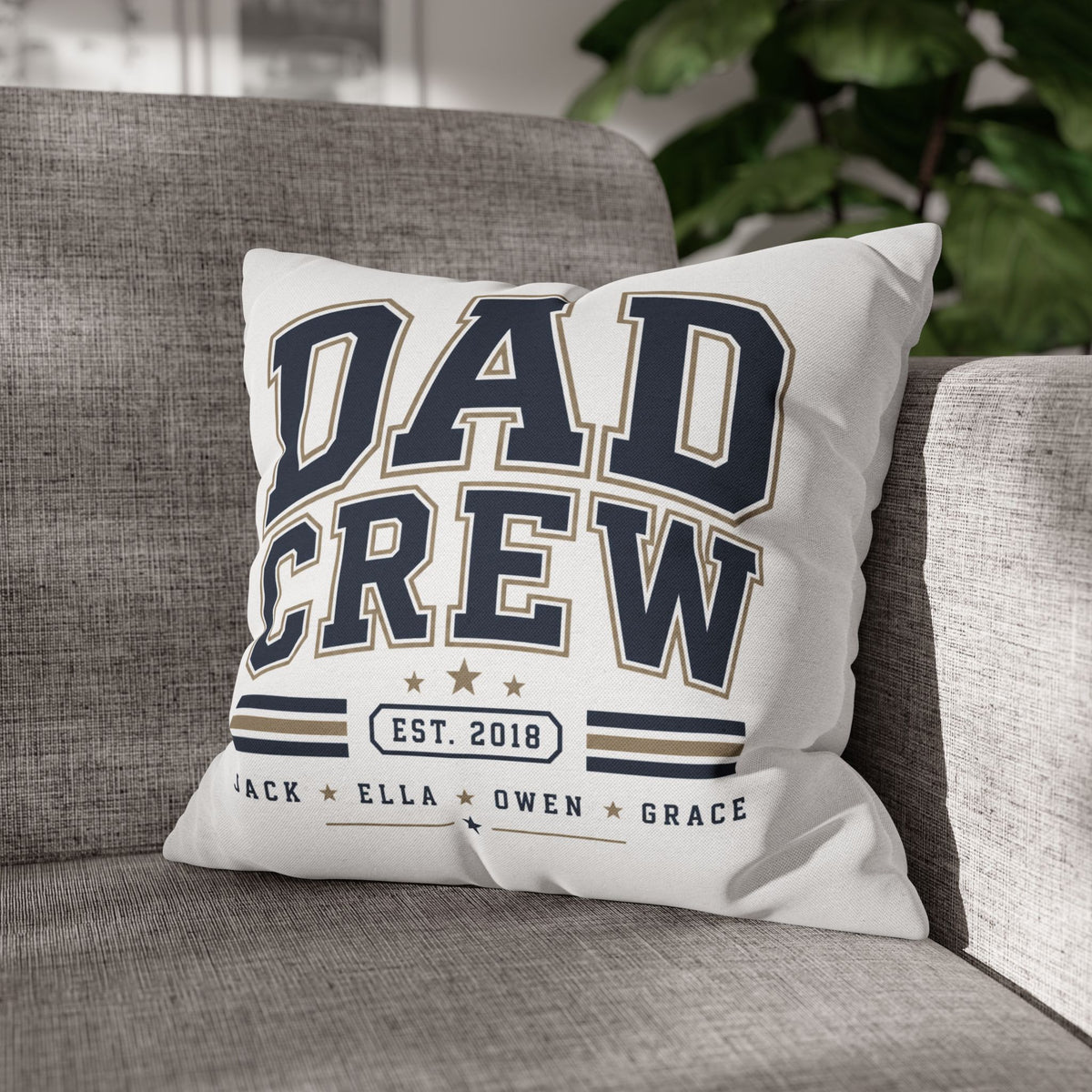 Dad Crew Decorative Pillowcase Milo Bailey Dog Dad Mom – Personalized Family Name Accent